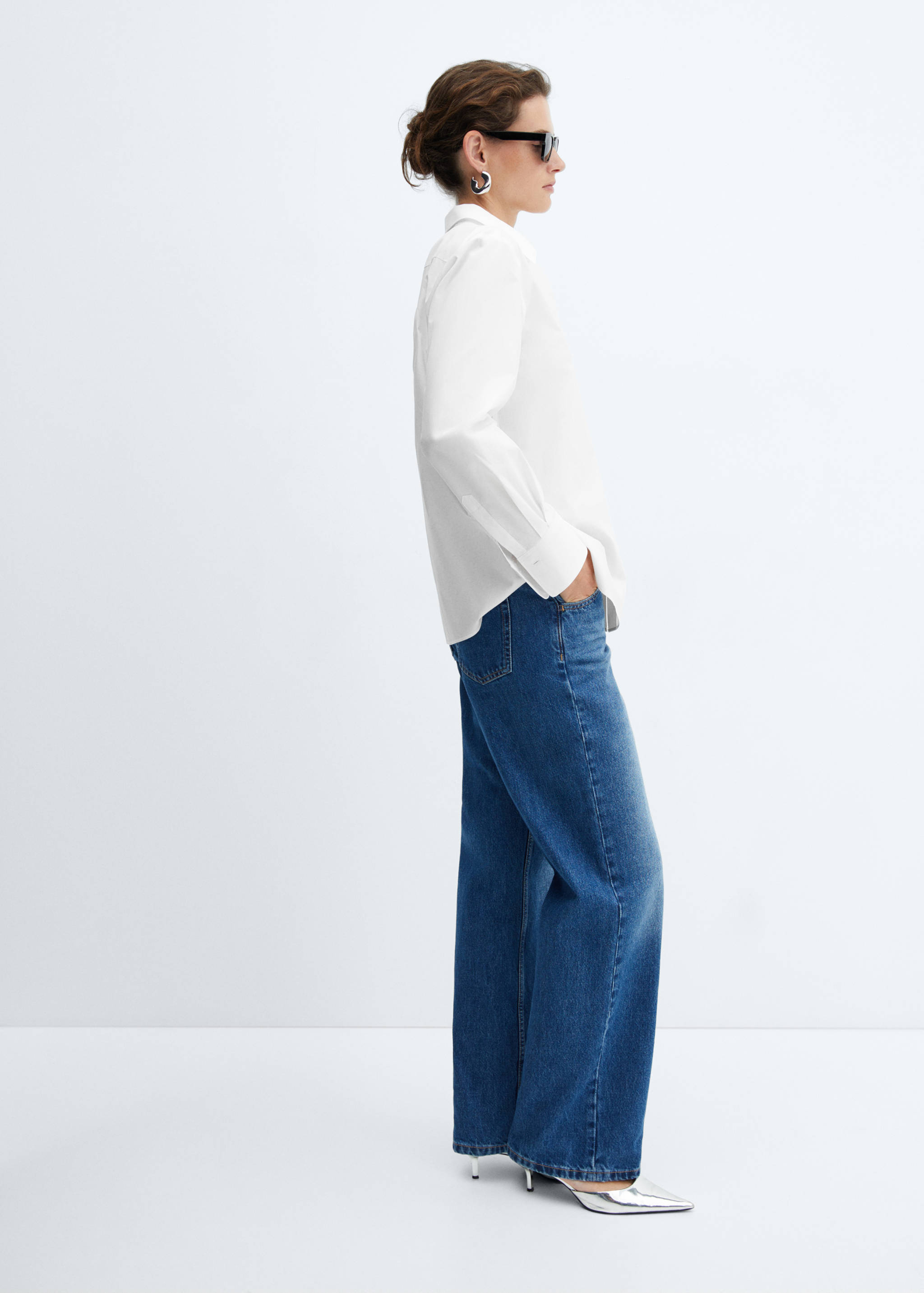 常规版型棉与莱赛尔纤维混纺衬衫 - null