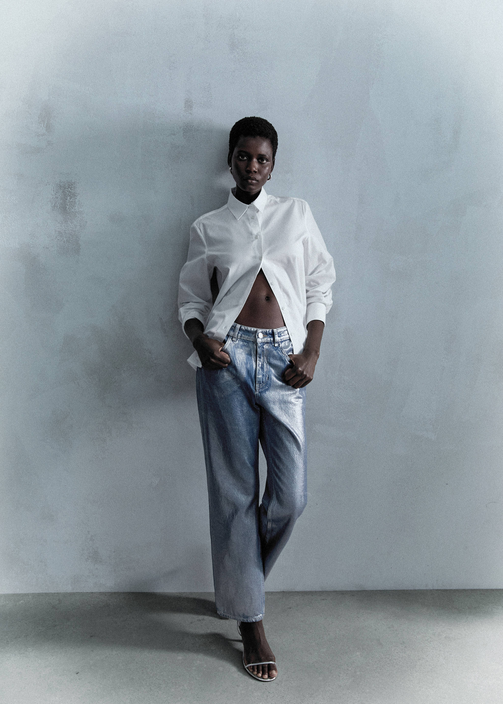 常规版型棉与莱赛尔纤维混纺衬衫 - null