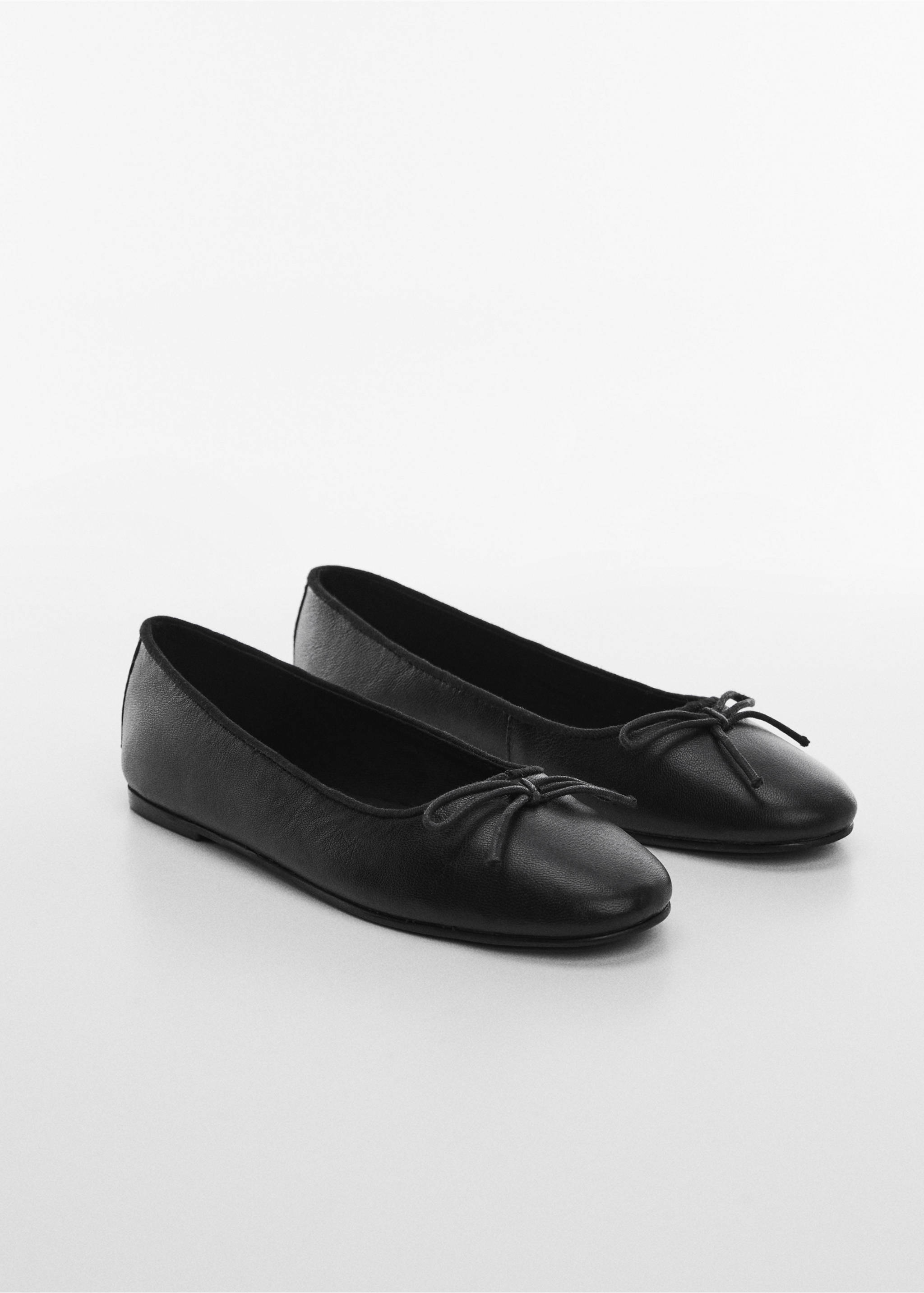 Leather ballet flats with bow - Medium plane, Black. Ref: 57063812-00.