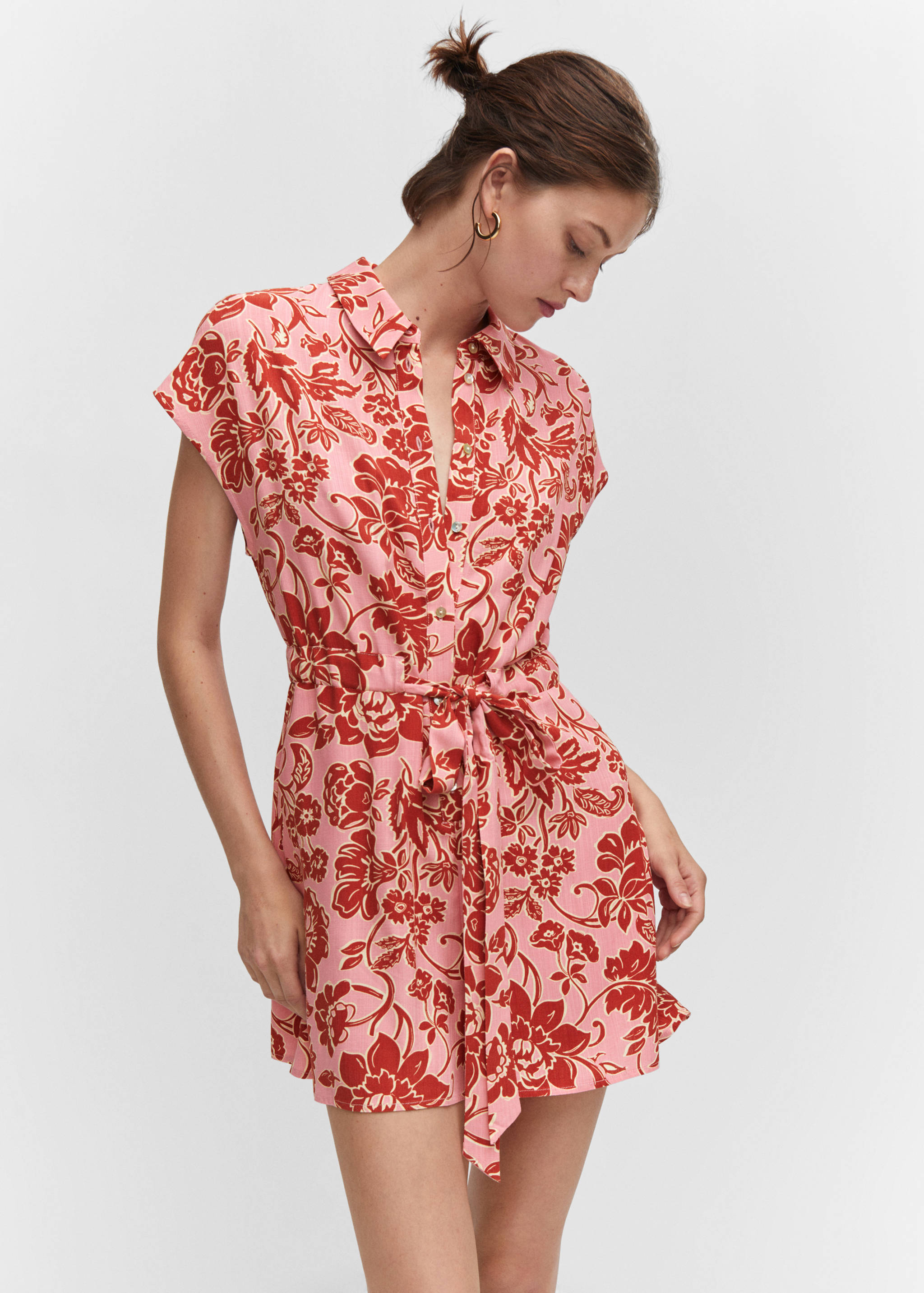 Floral-print jumpsuit with tie - Medium plane