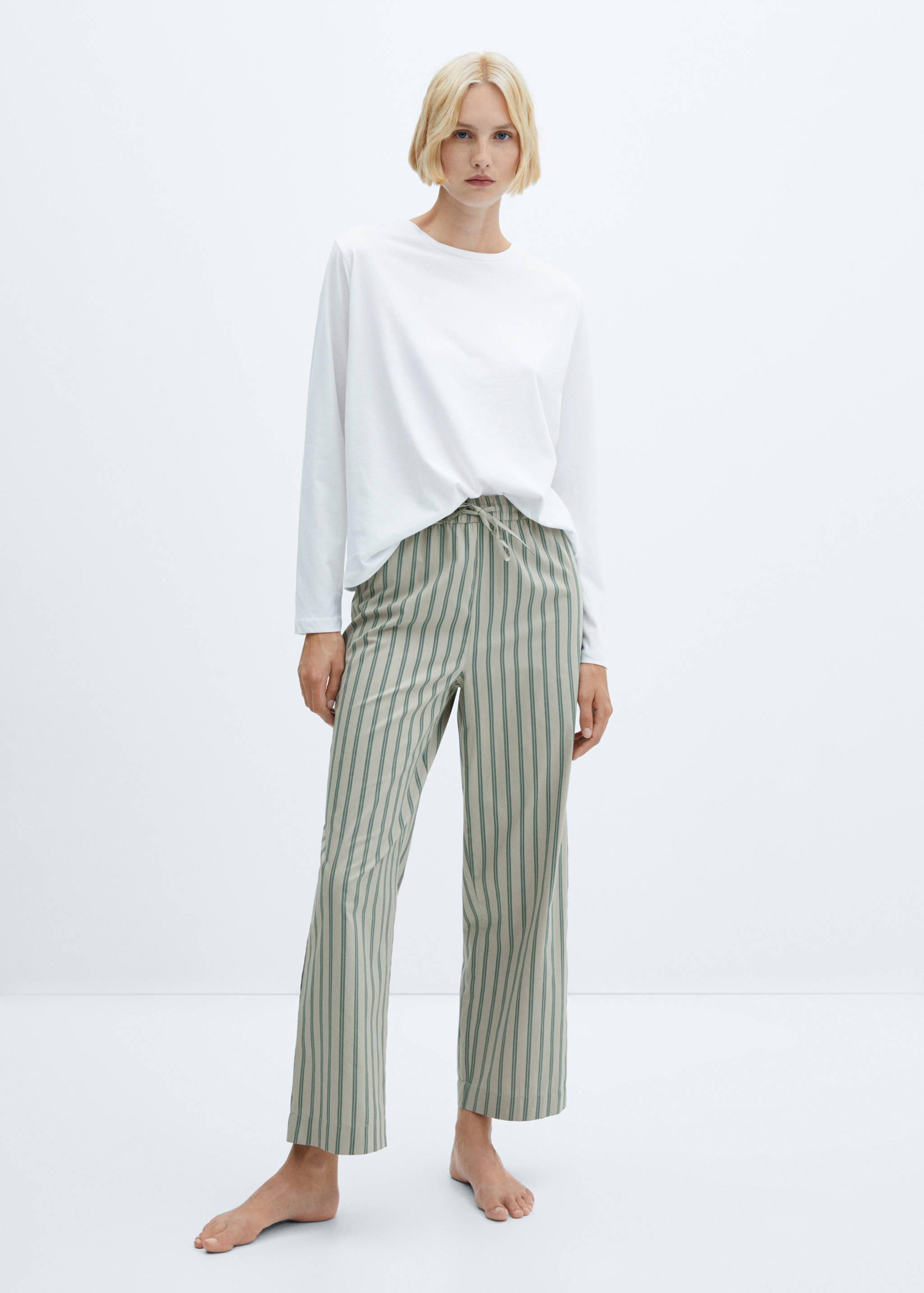 Striped cotton long pyjama - General plane