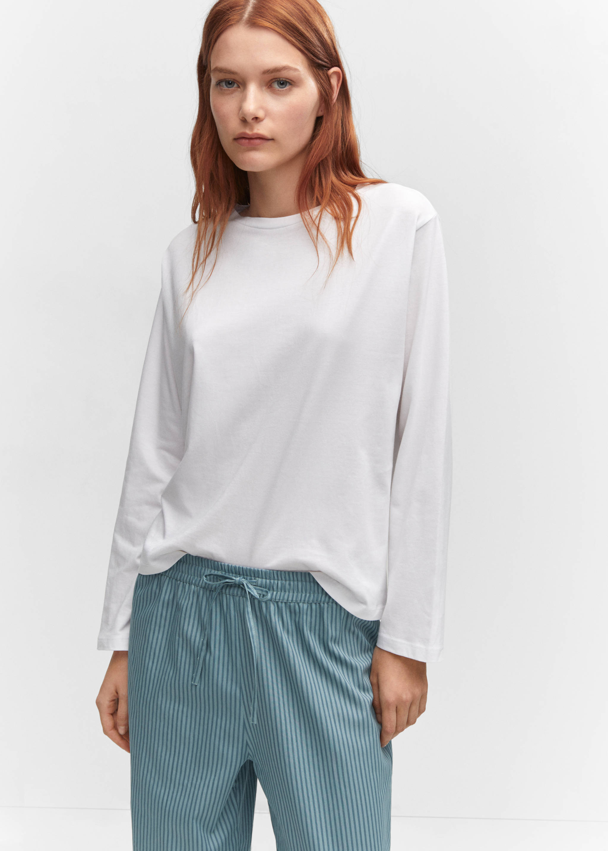 Striped cotton long pyjama - Medium plane