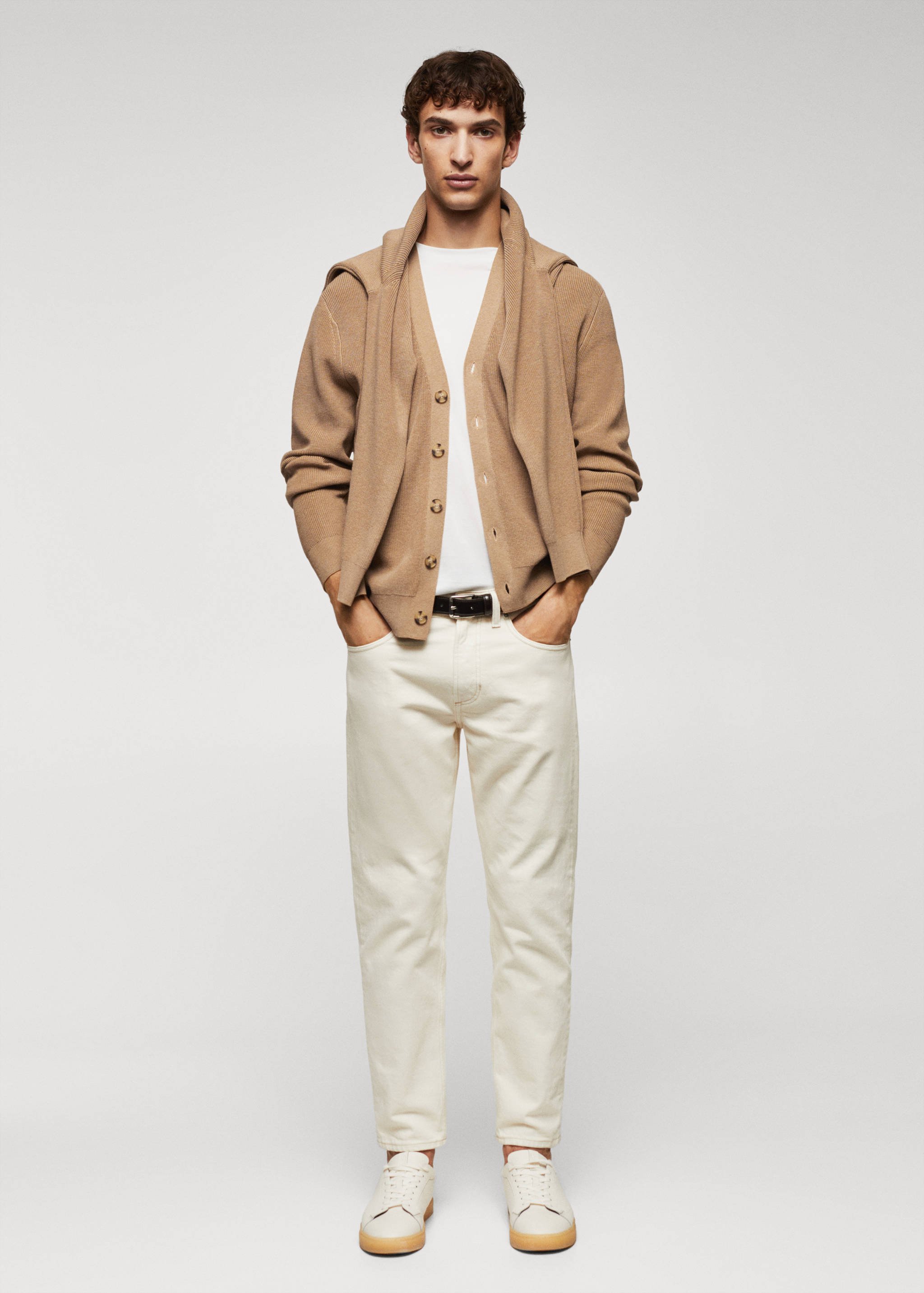 结构棉质开衫 - null