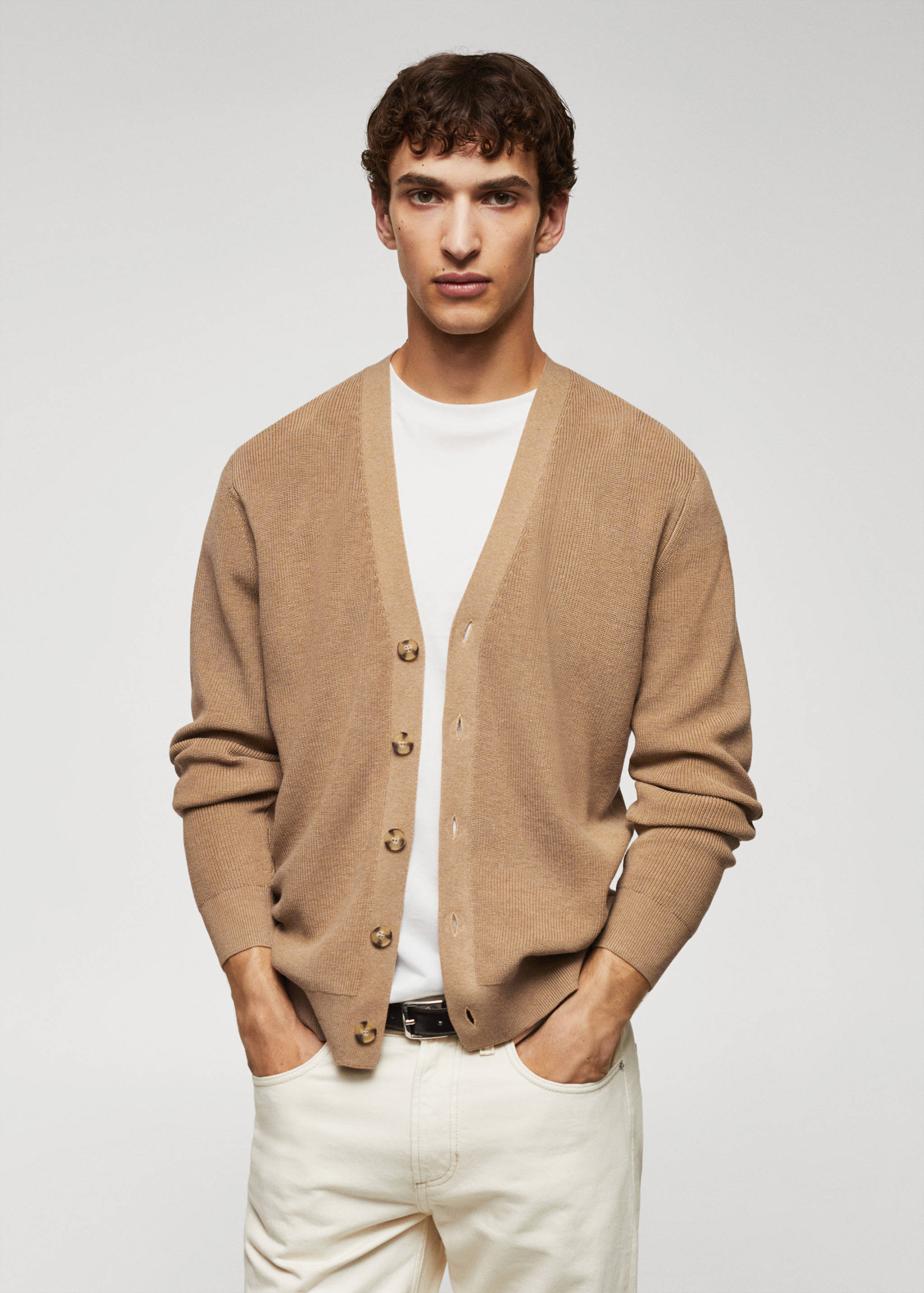 结构棉质开衫 - null