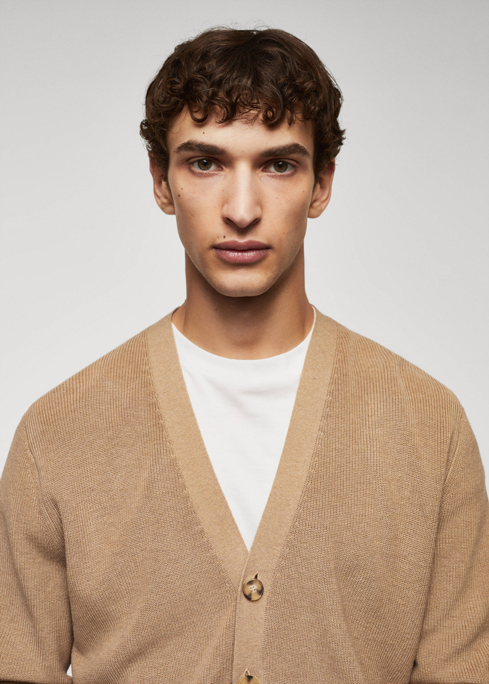 结构棉质开衫 - null