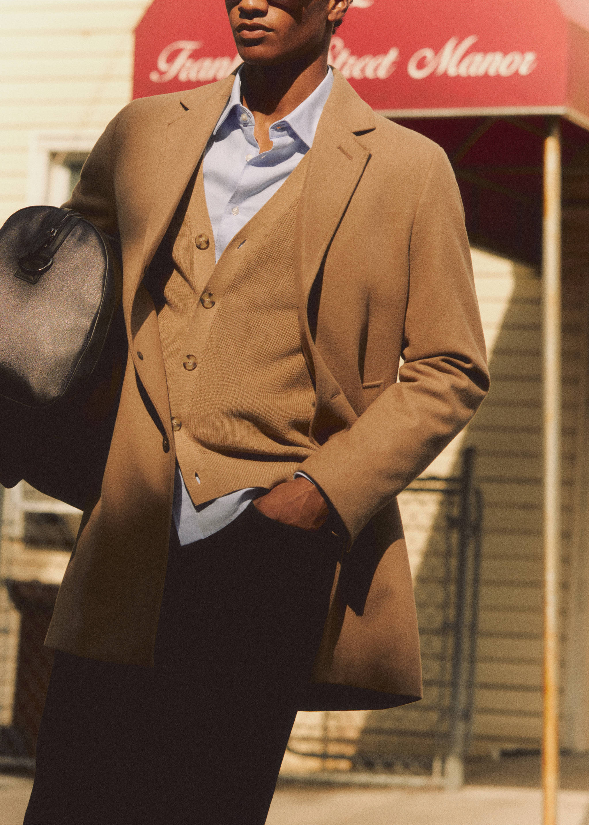 结构棉质开衫 - null