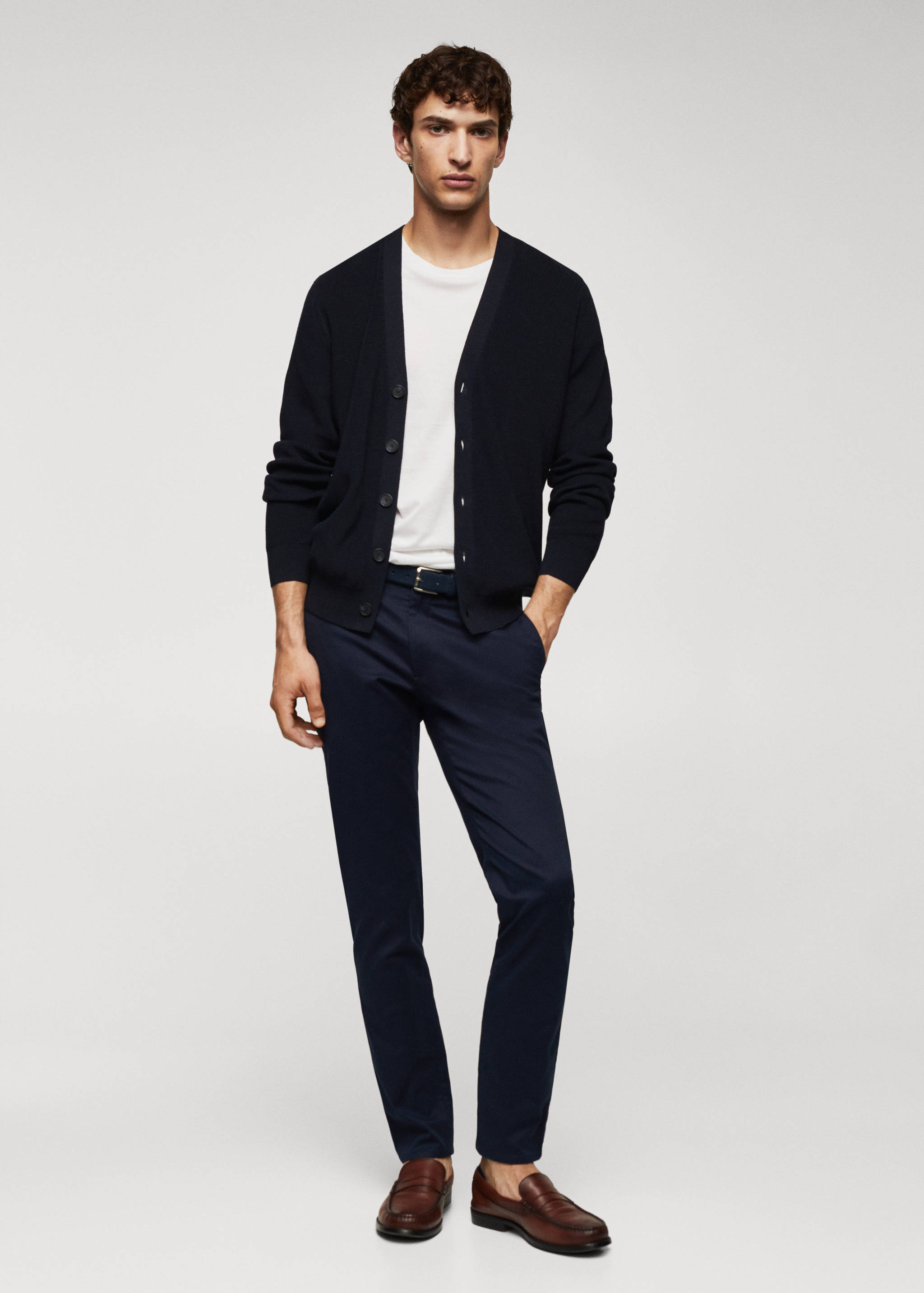 结构棉质开衫 - null