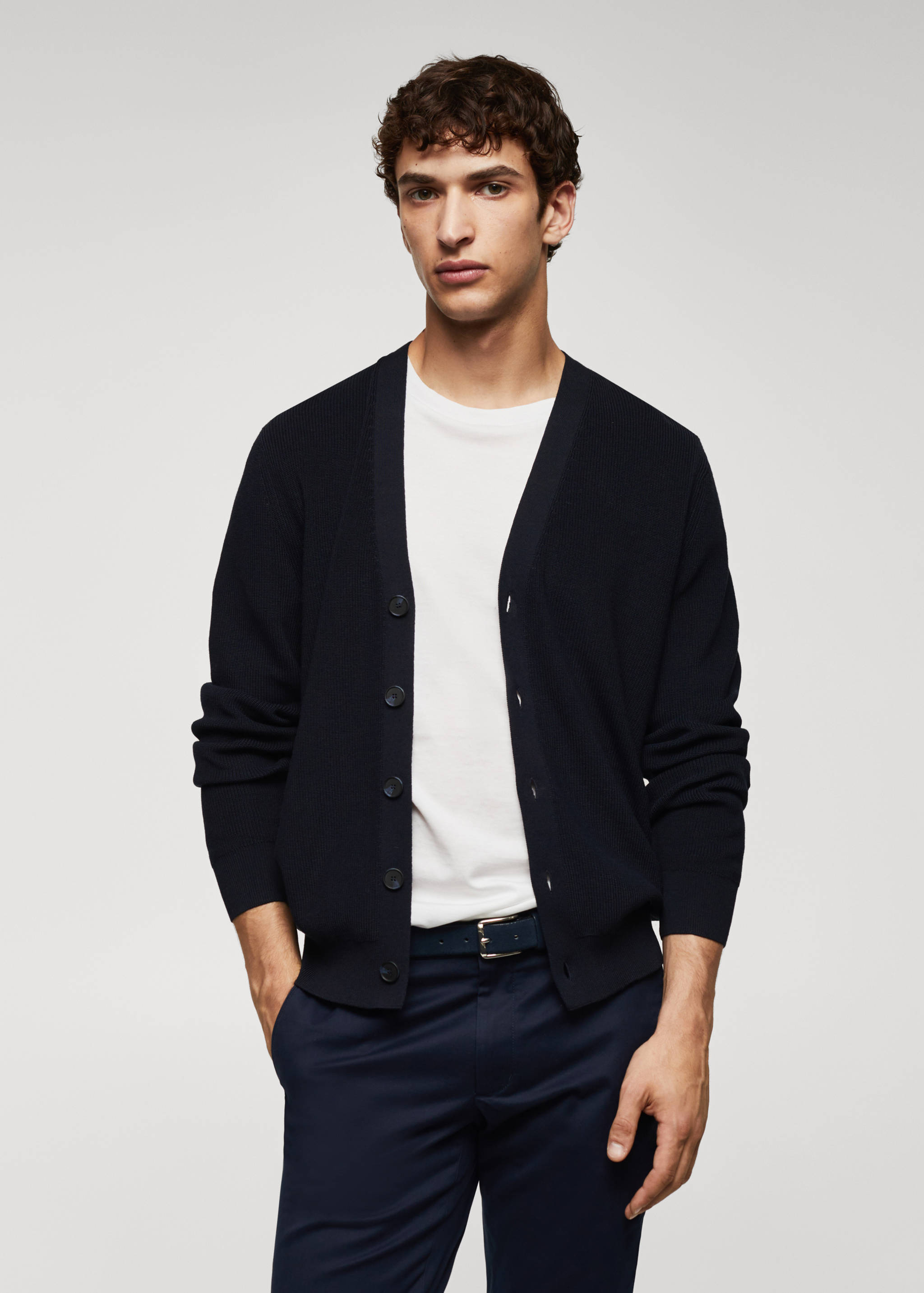 结构棉质开衫 - null