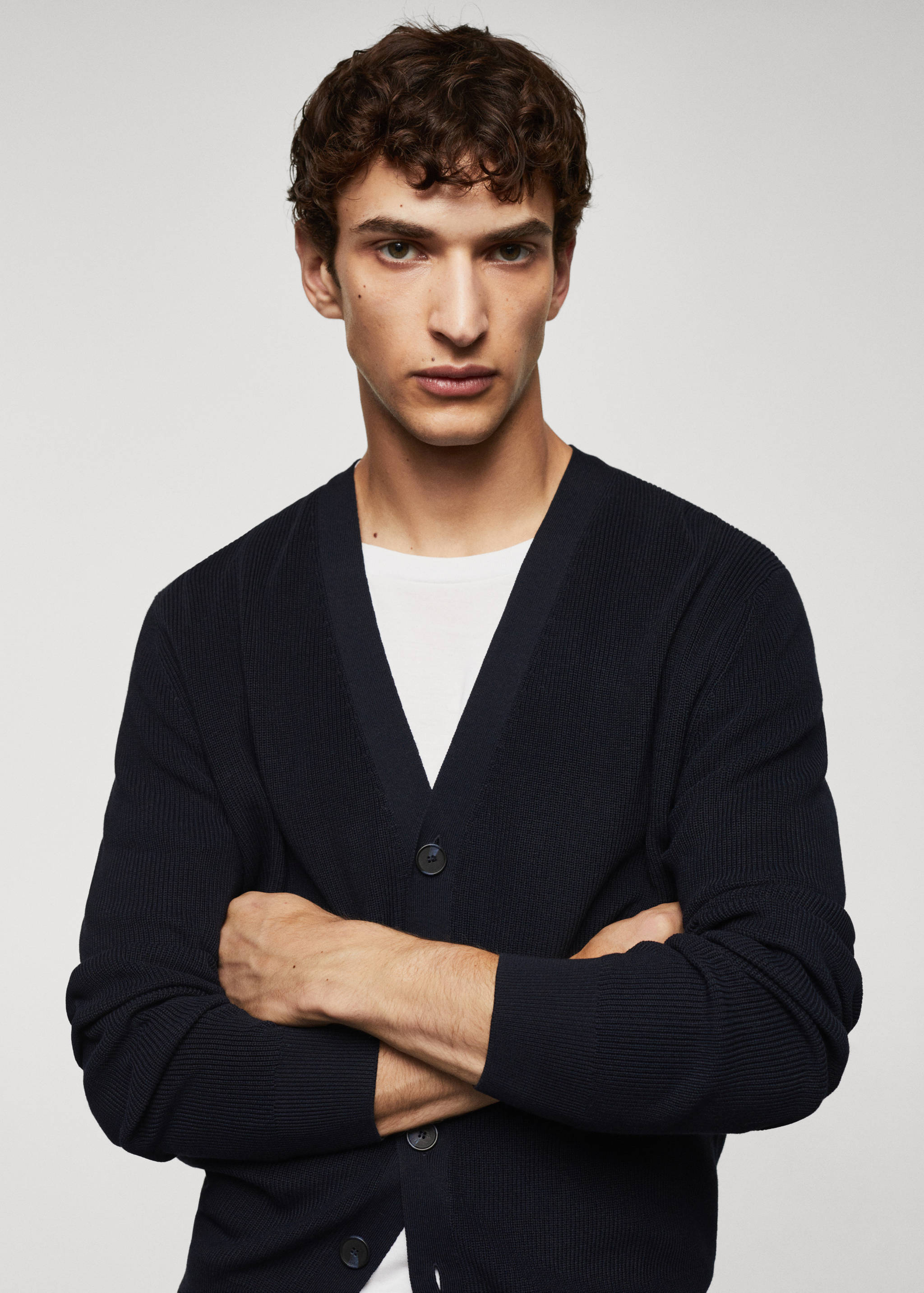 结构棉质开衫 - null