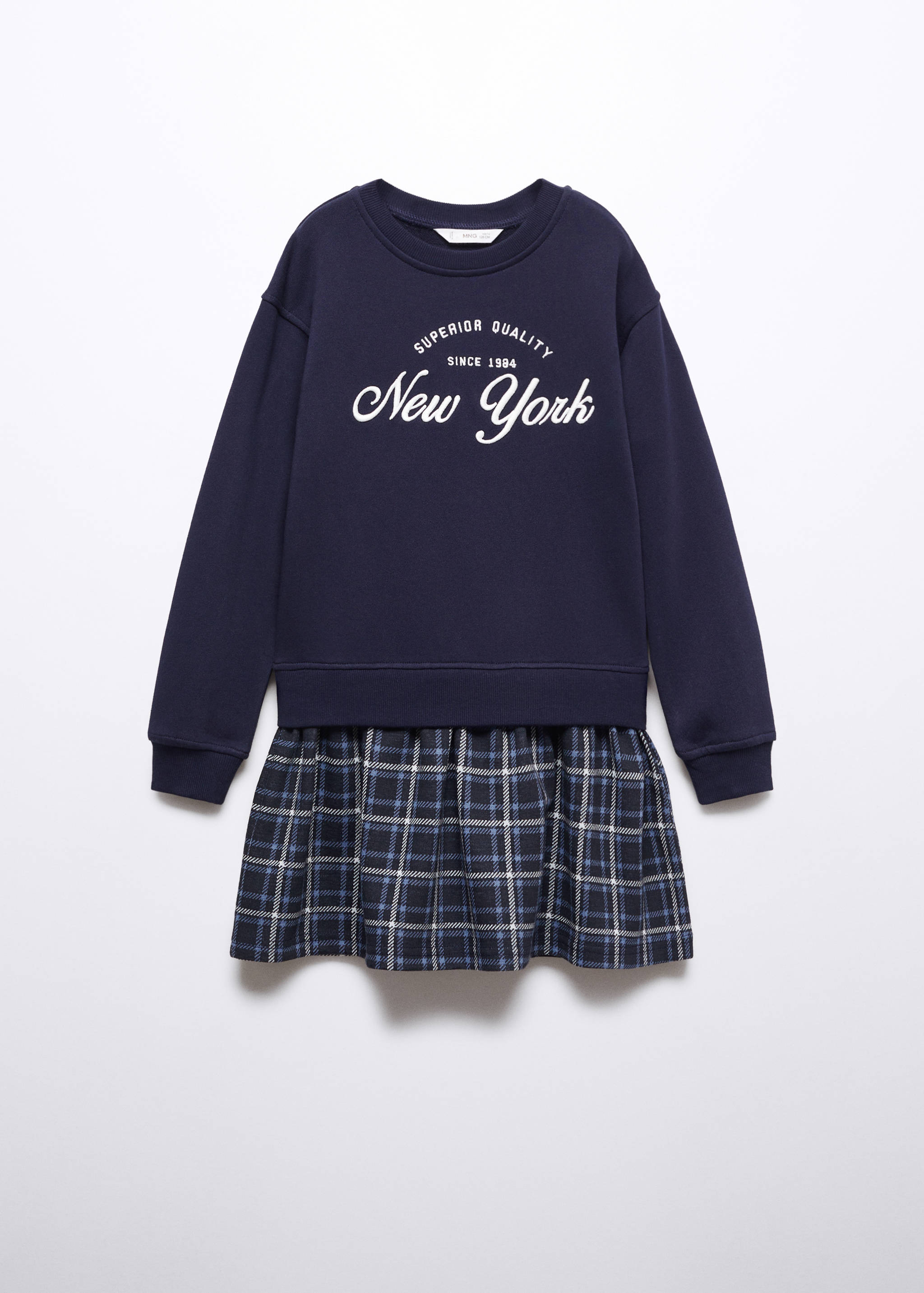 Checked skirt sweatshirt dress - Article without model