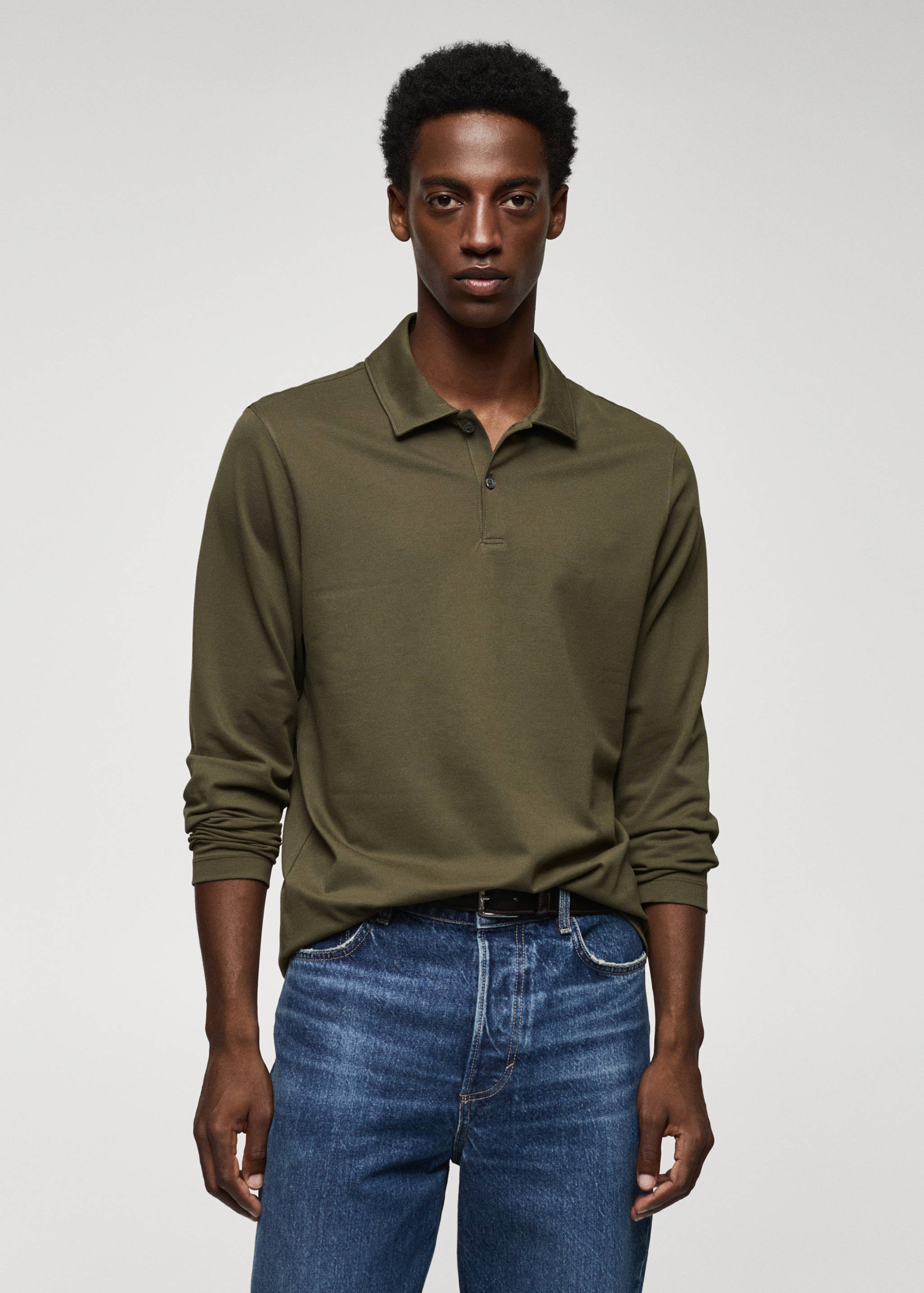 Long sleeves cotton polo - Medium plane