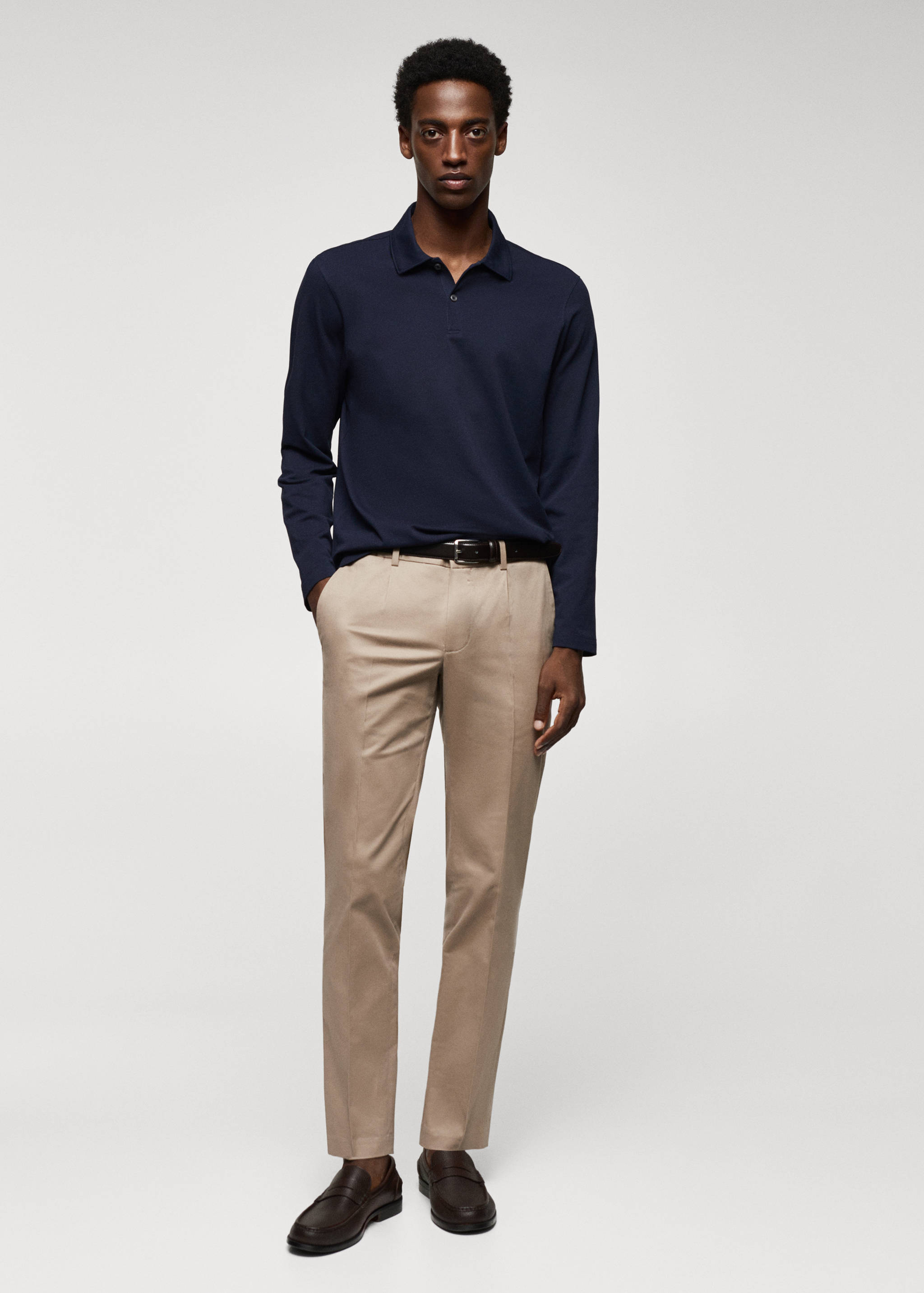 Long sleeves cotton polo - General plane