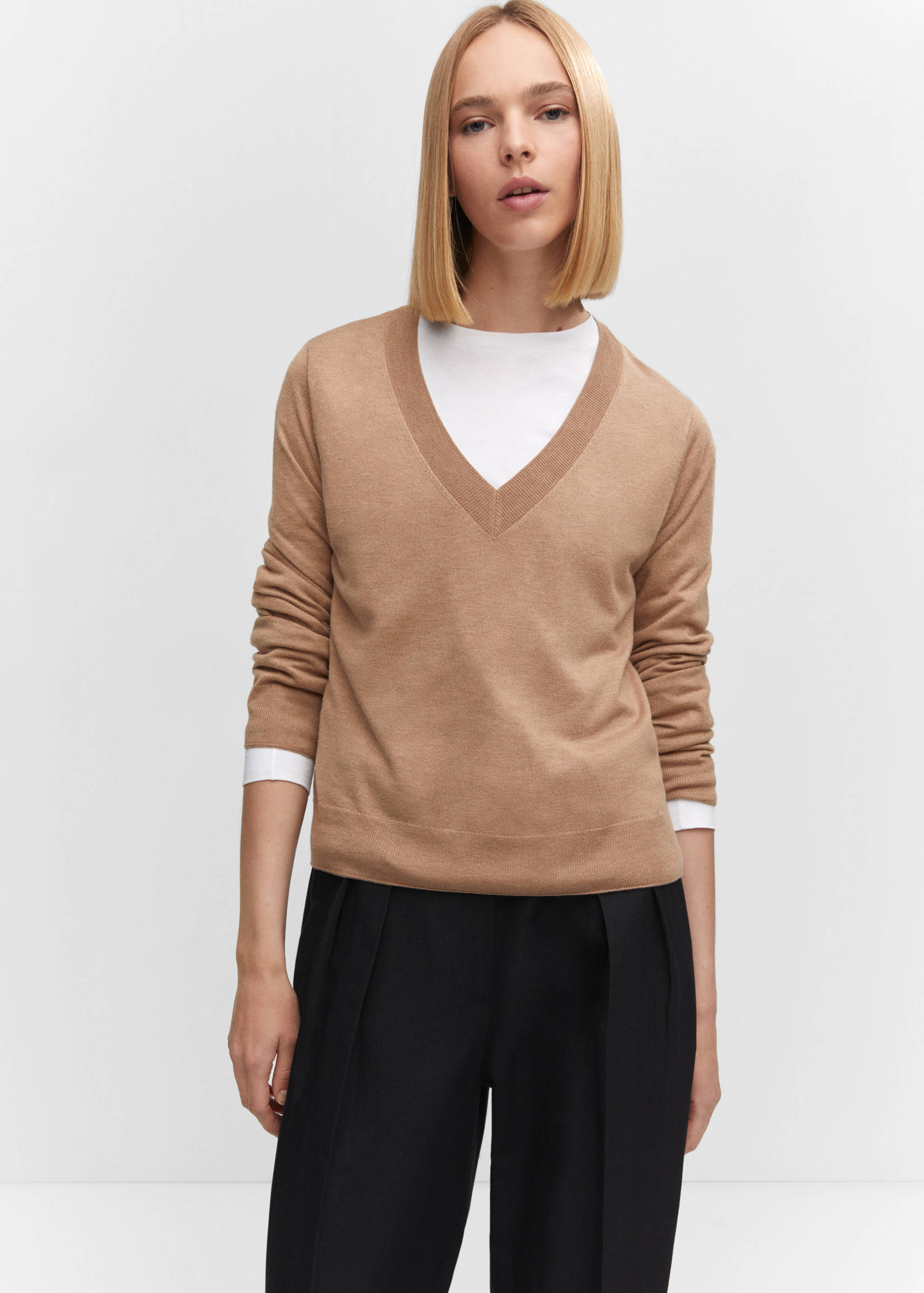 Fine-knit V-neck sweater - Medium plane