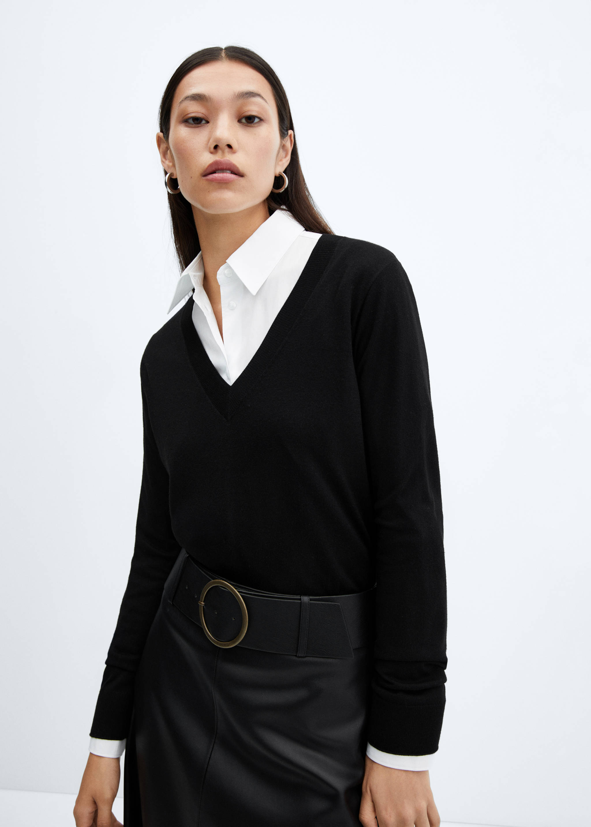 Fine-knit V-neck sweater - Medium plane