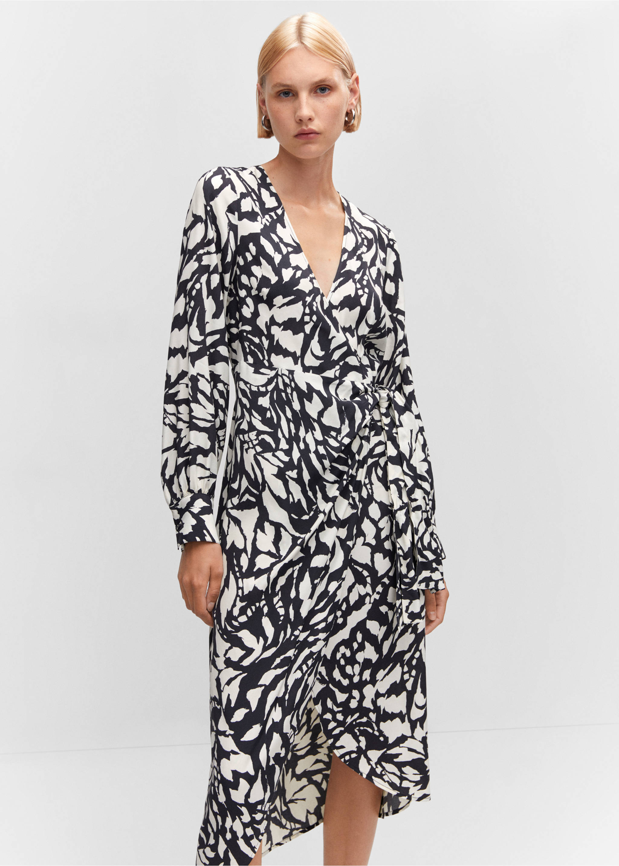 Print wrap dress - Medium plane, Black. Ref: 57064409-00.