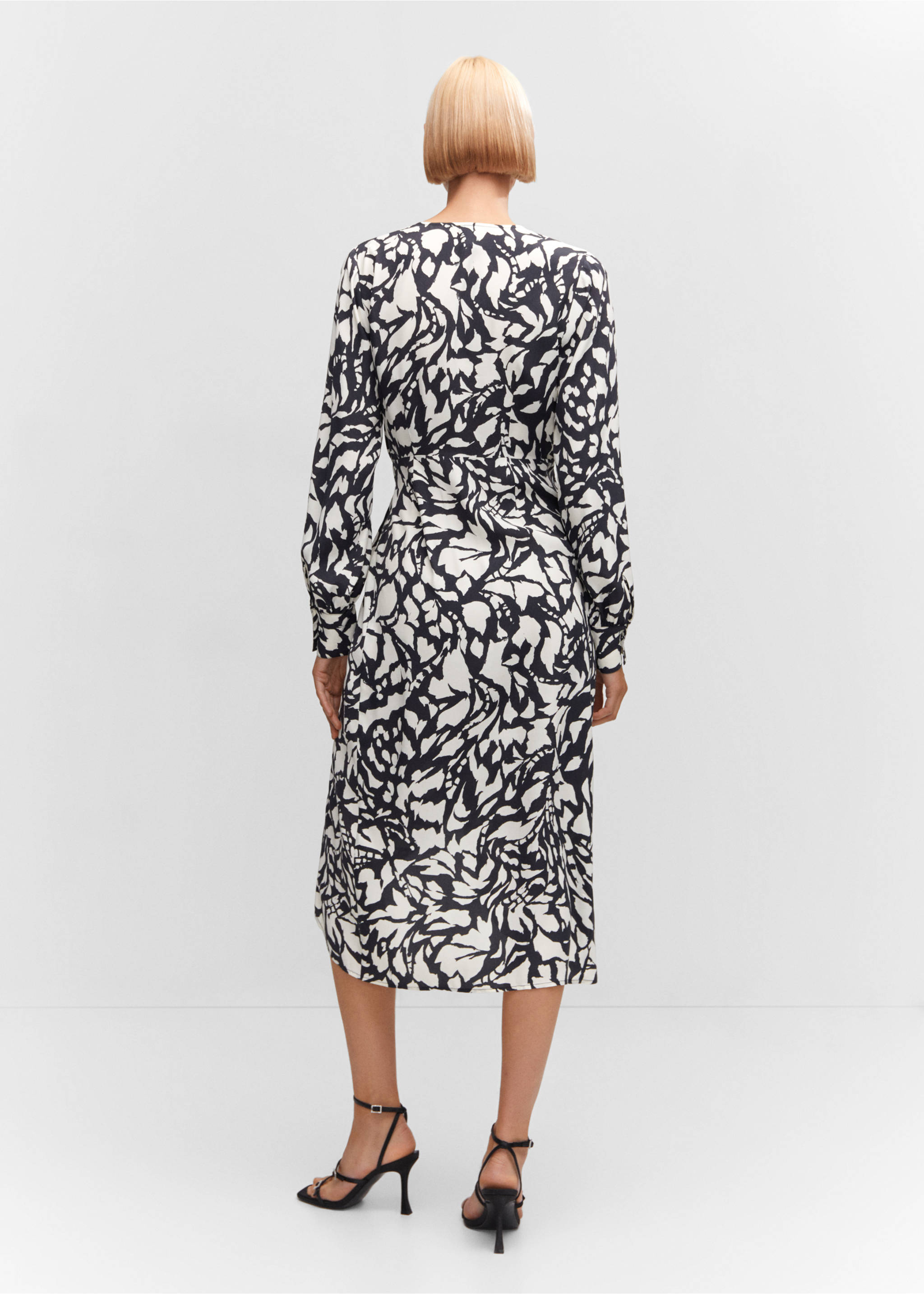 Print wrap dress - Reverse of the article, Black. Ref: 57064409-00.