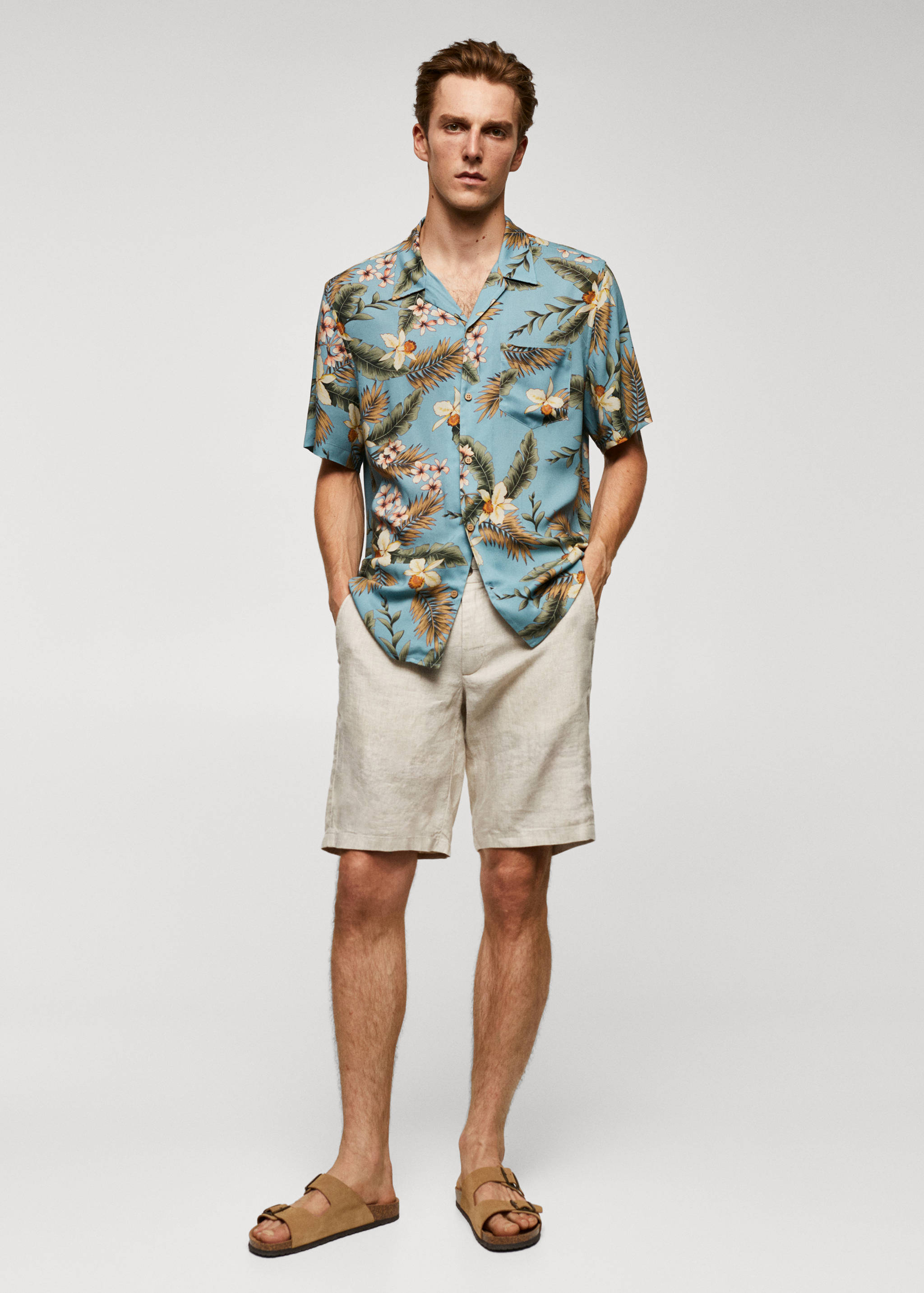 Regular-fit Hawaiian-print shirt - General plane