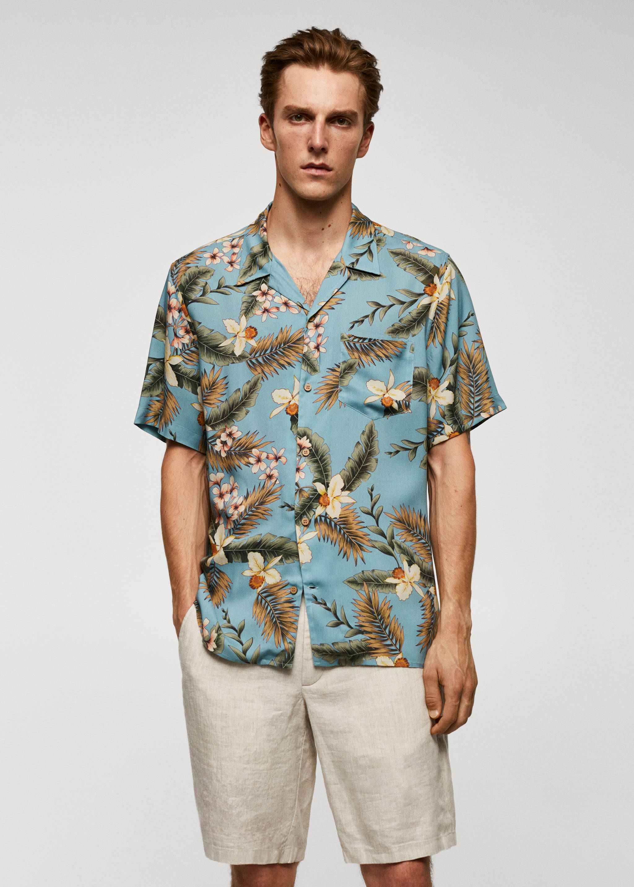 Regular-fit Hawaiian-print shirt - Medium plane
