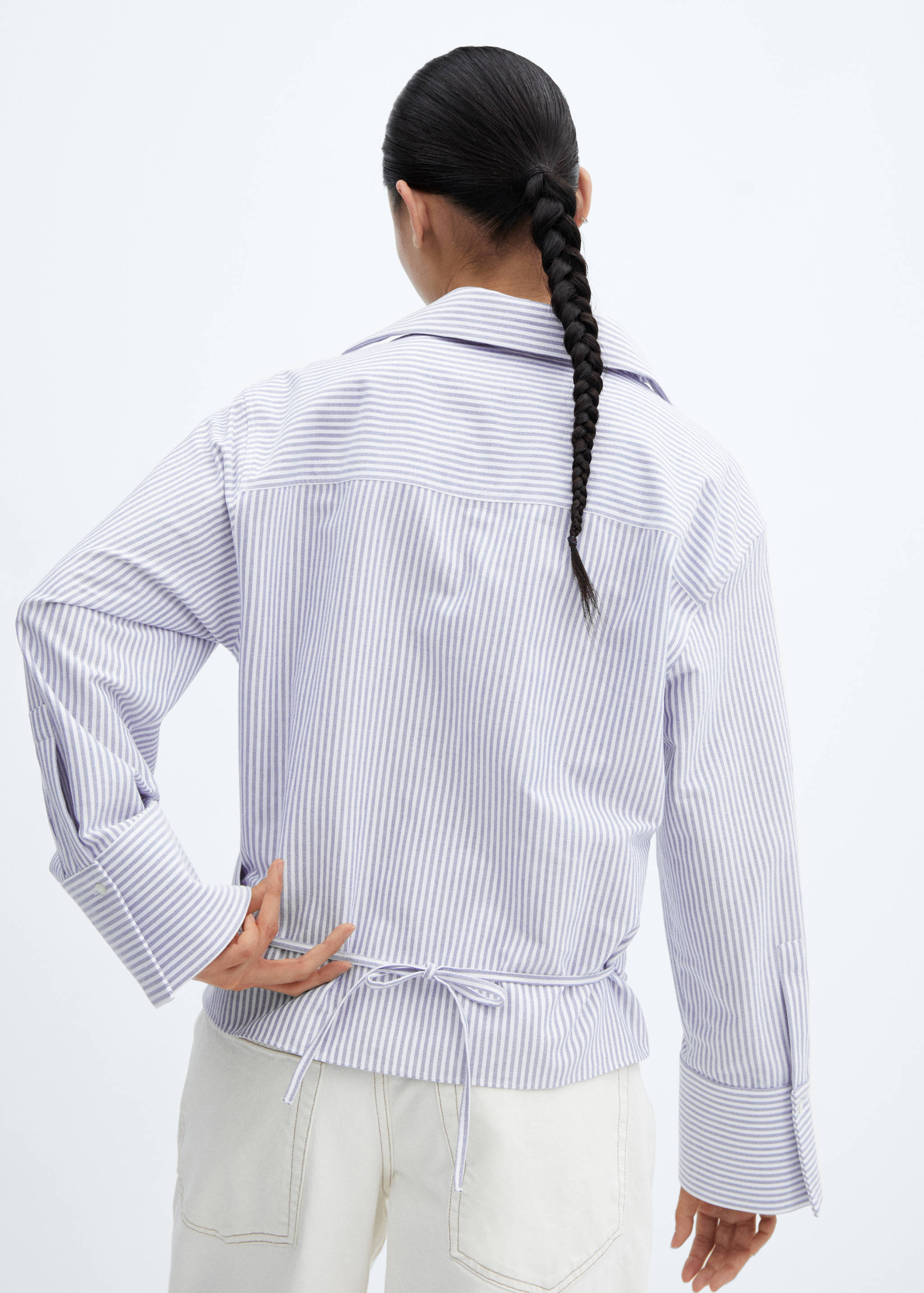 Striped cotton wrap blouse - Reverse of the article