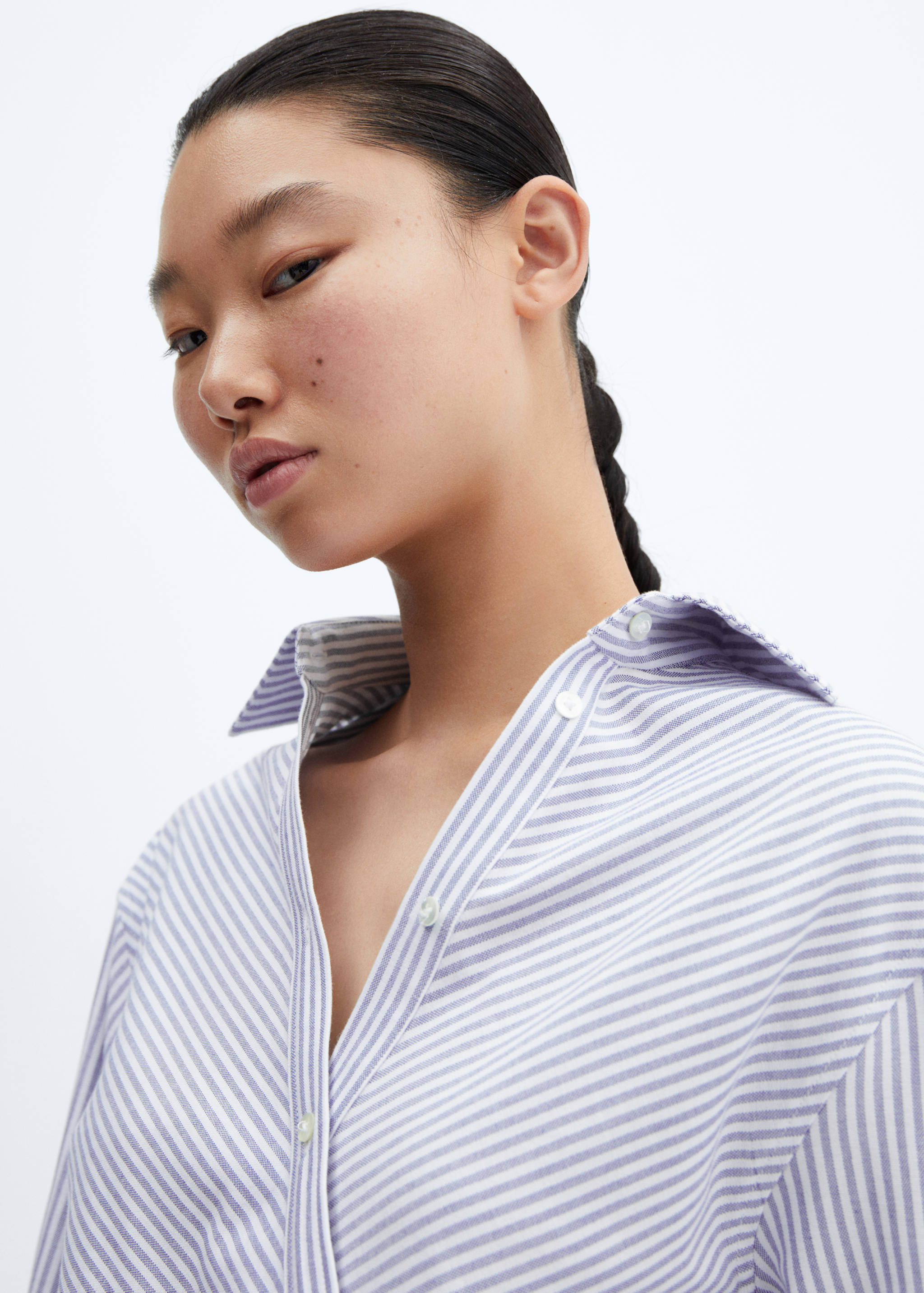 Striped cotton wrap blouse - Details of the article 1