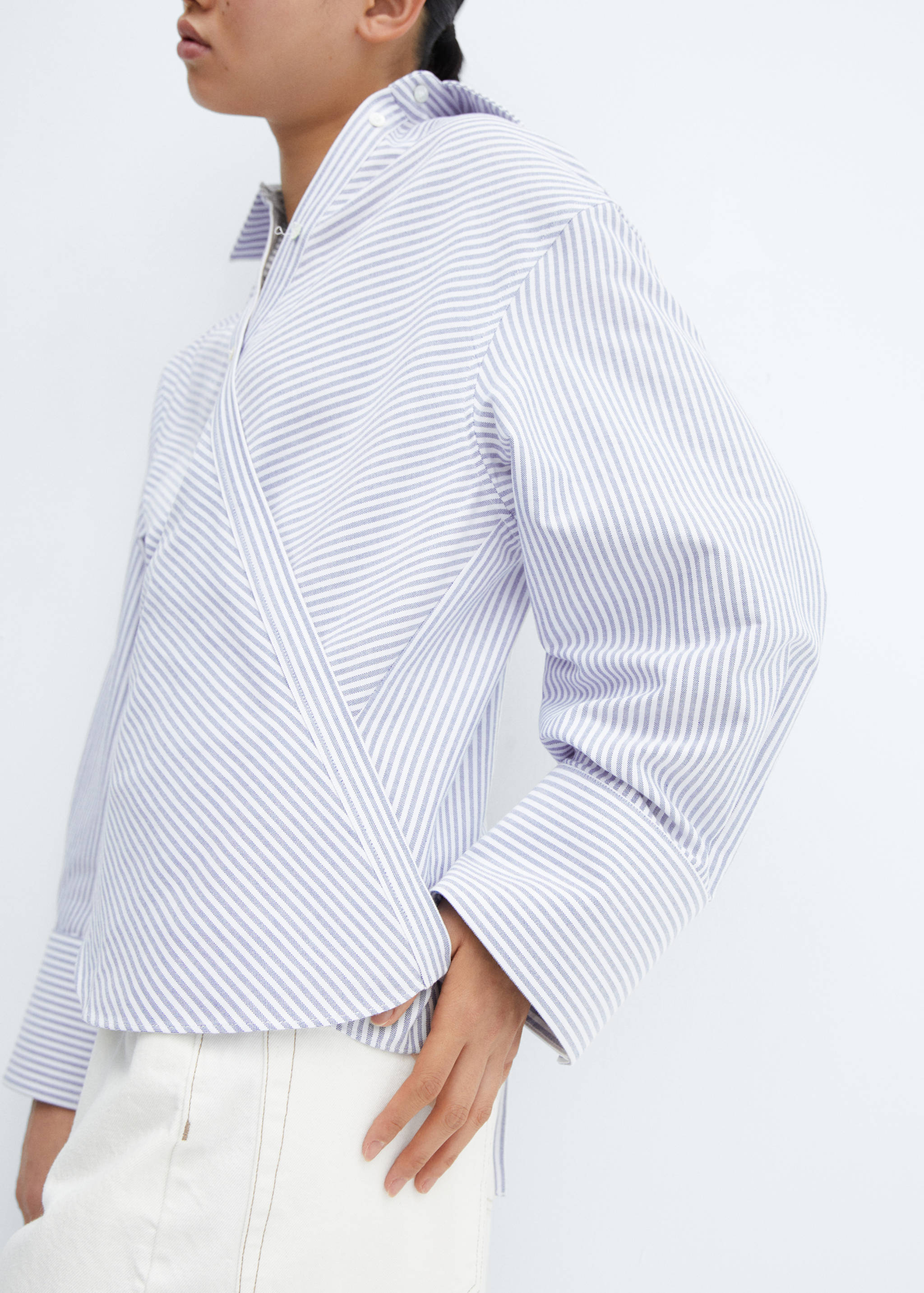 Striped cotton wrap blouse - Details of the article 6