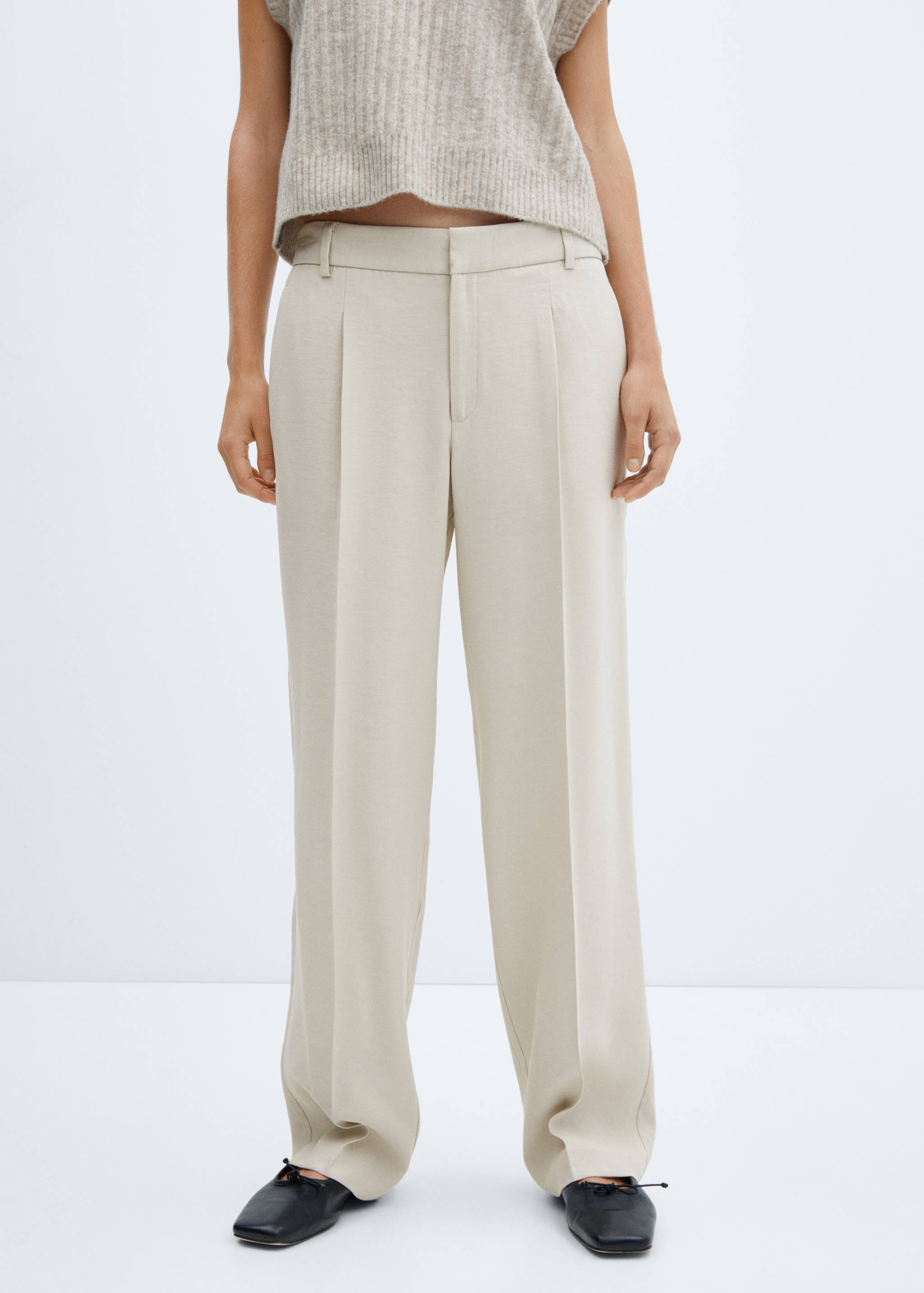 Straight-fit pleated trousers - Medium plane