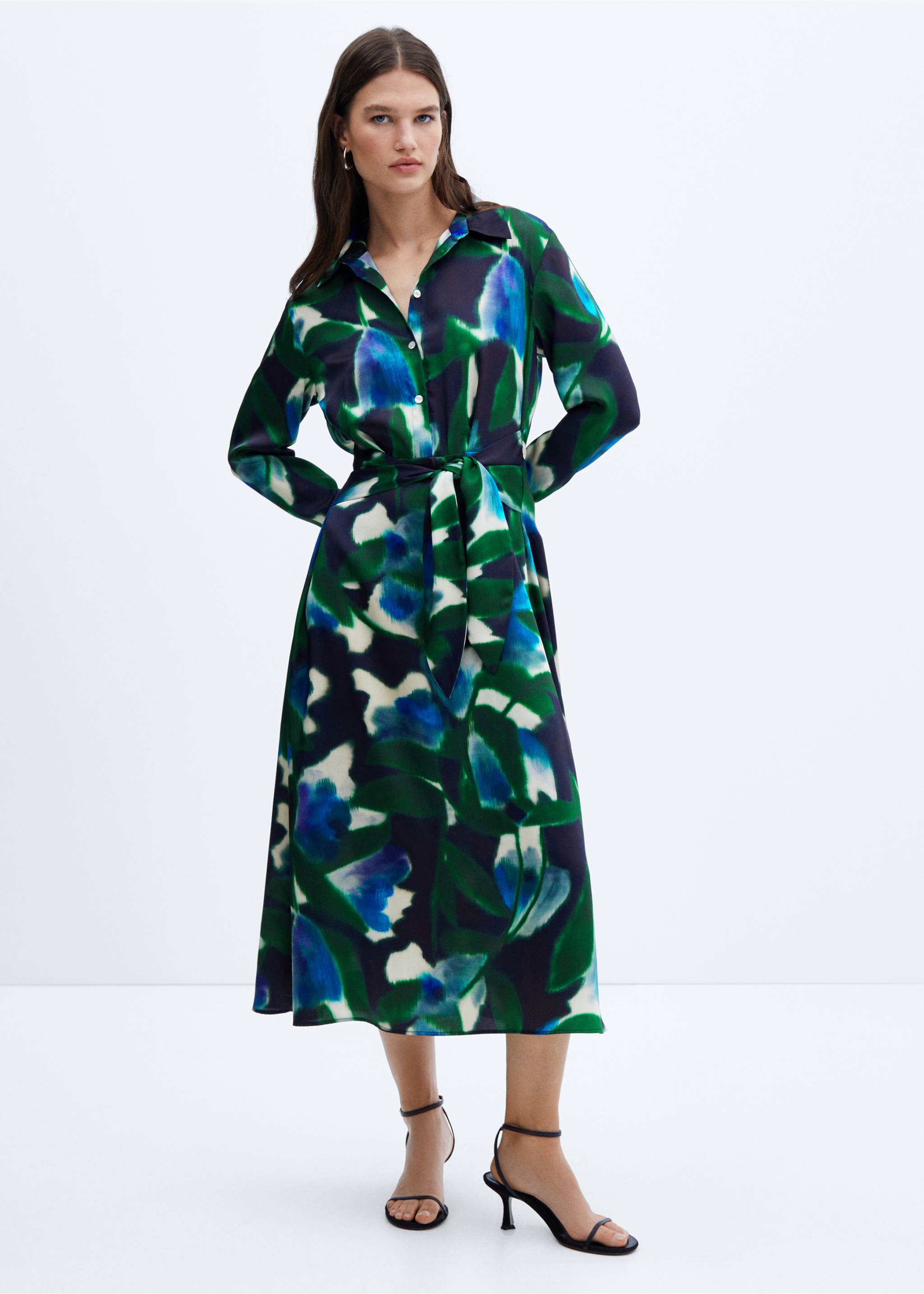 Printed shirt dress - General plane, Green. Ref: 57065812-00.