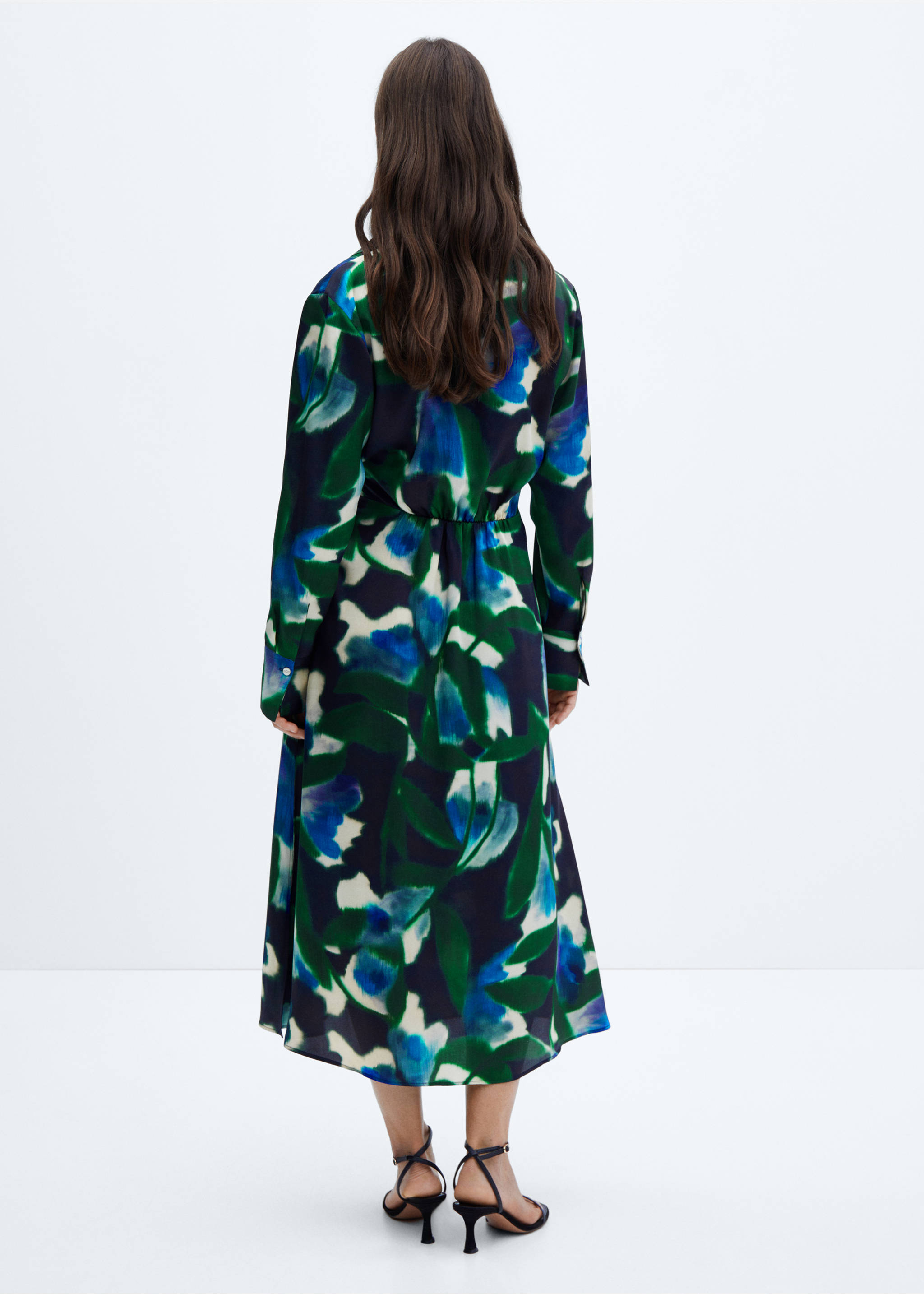 Printed shirt dress - Reverse of the article, Green. Ref: 57065812-00.