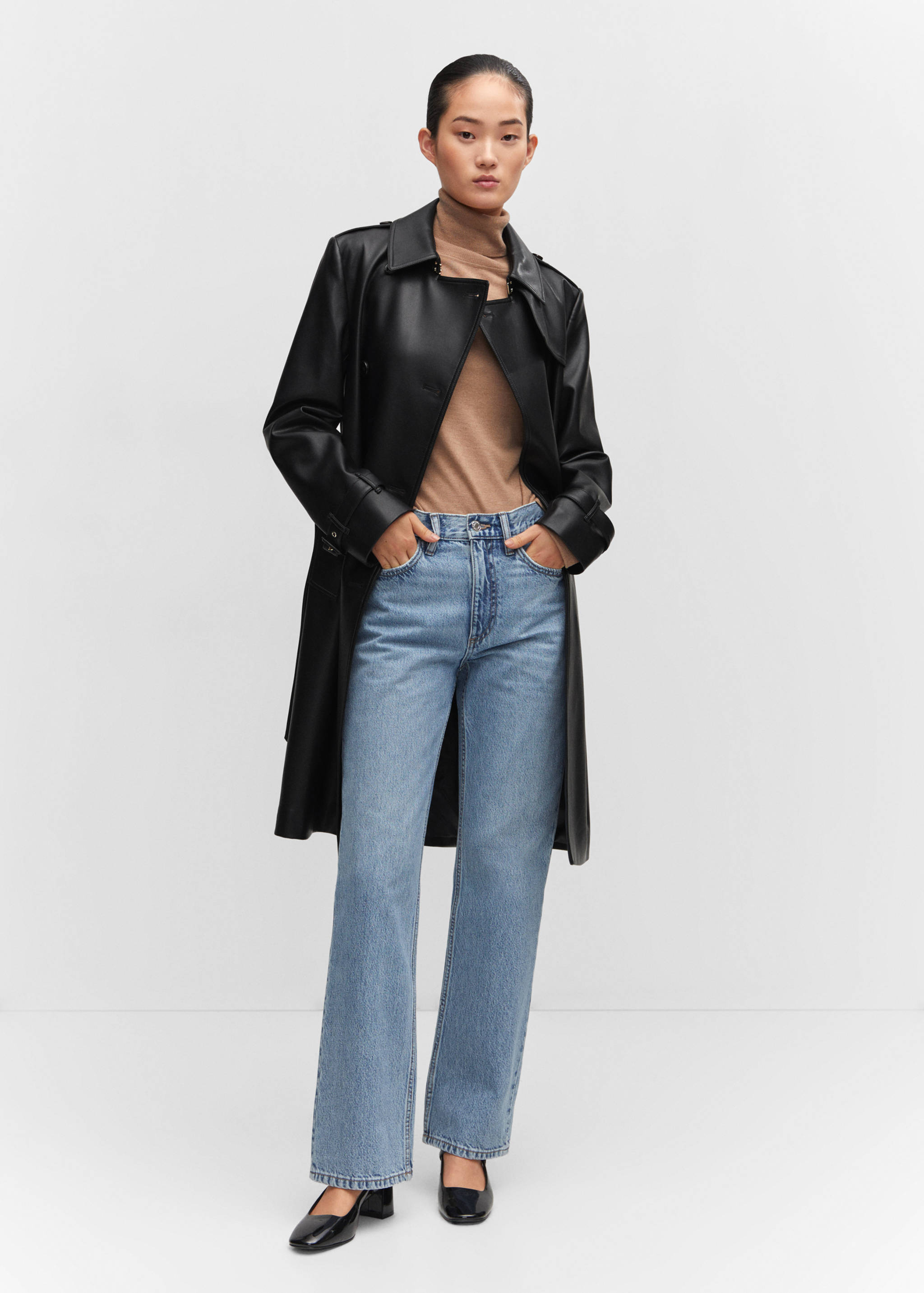 Faux-leather trench coat - General plane