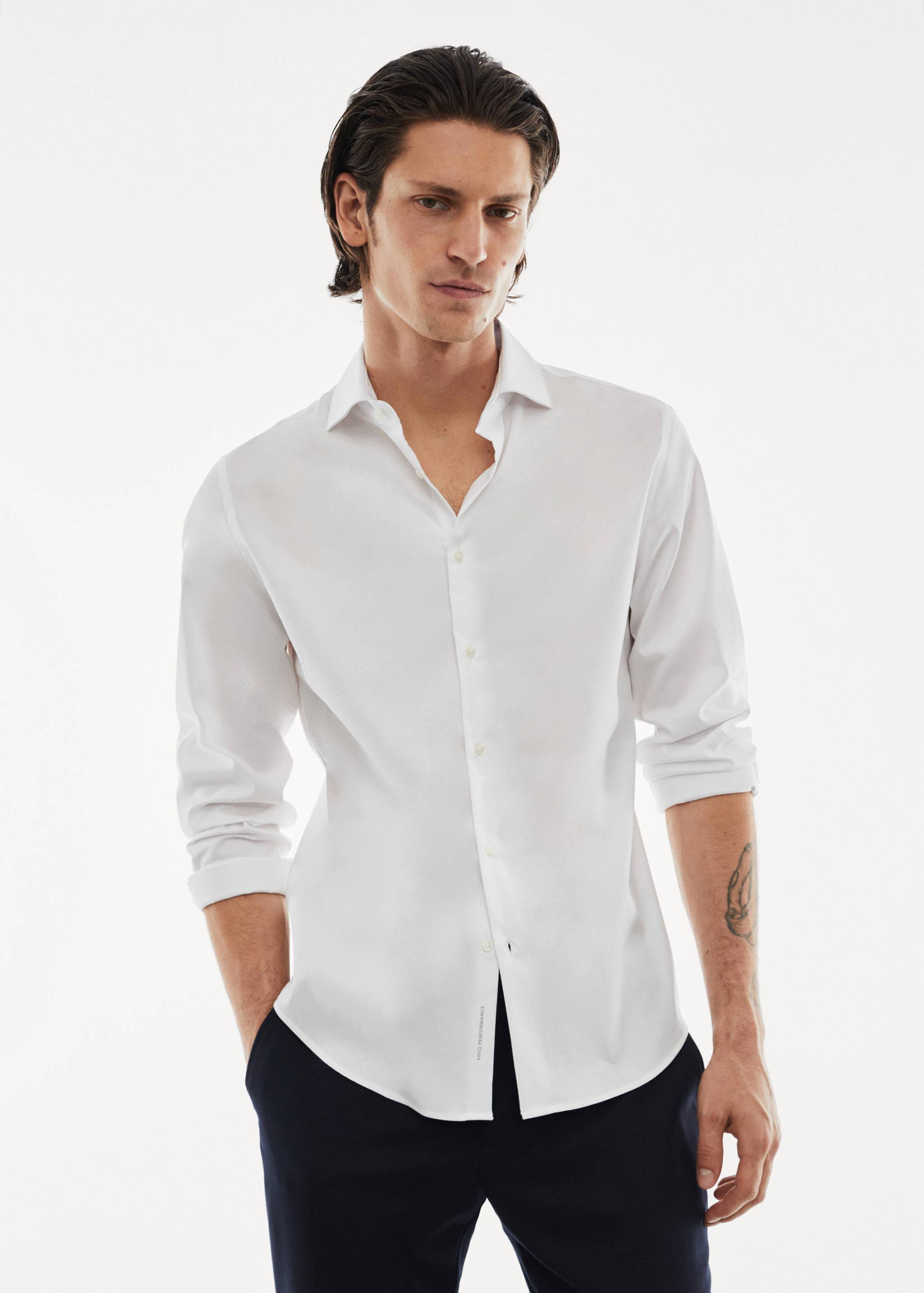 Chemise costume micro-structure stretch - Plan moyen