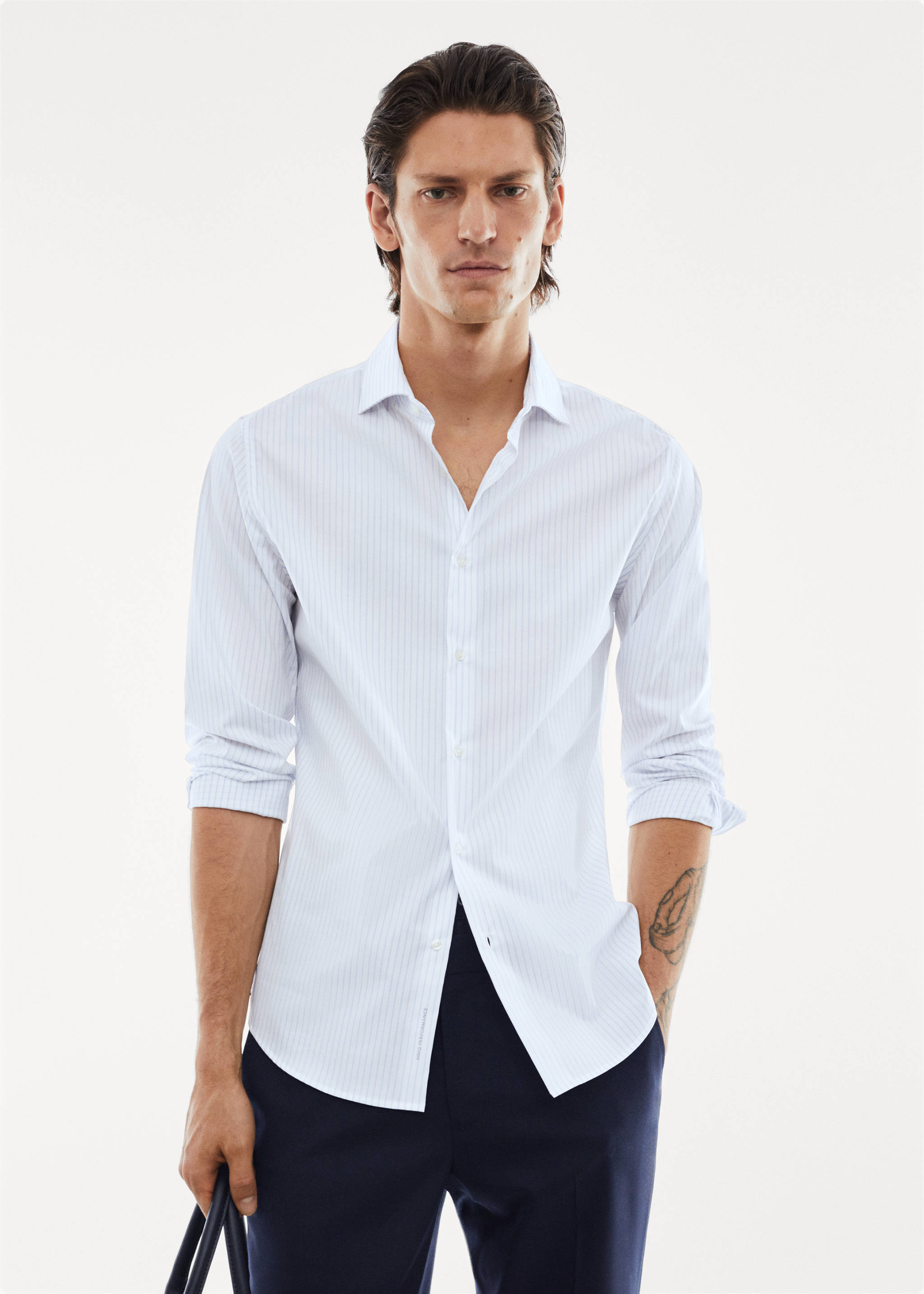Chemise costume micro-structure stretch - Plan moyen