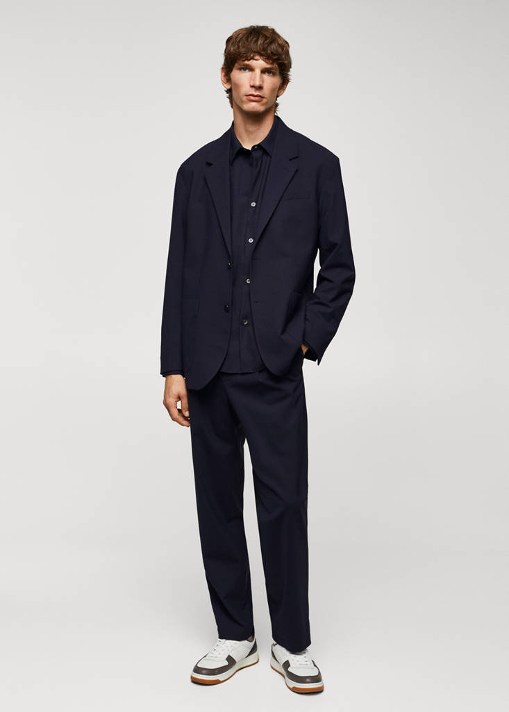 Relaxed-fit wool jacket — Navy
