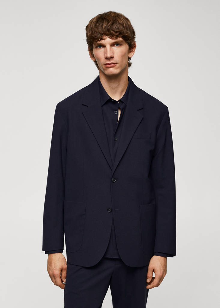 Relaxed-fit wool jacket — Navy