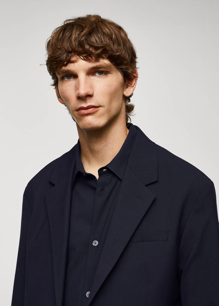 Relaxed-fit wool jacket — Navy