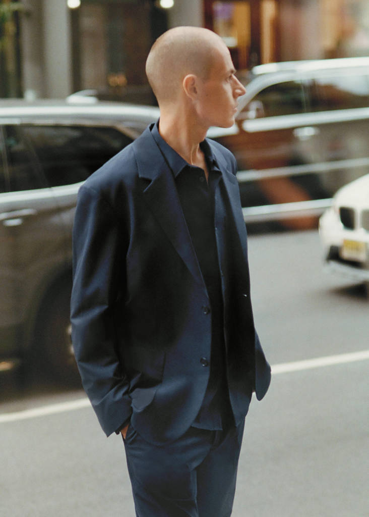 Relaxed-fit wool jacket — Navy