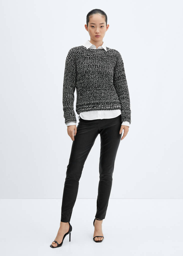 Leather leggings with zip — Black