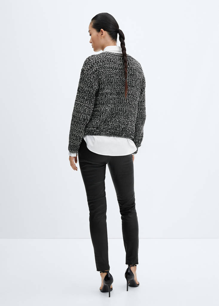 Leather leggings with zip — Black