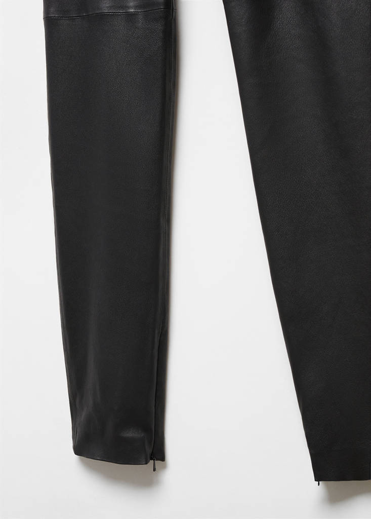 Leather leggings with zip — Black