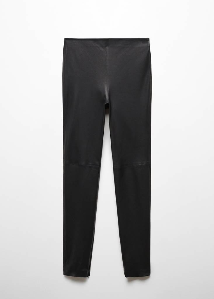 Leather leggings with zip — Black