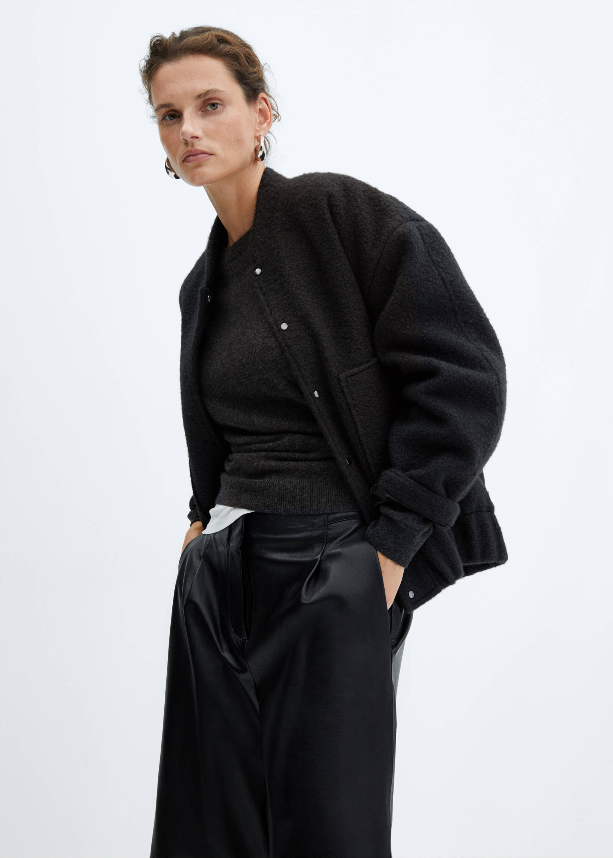 Oversized bomber jacket - Medium plane, Grey. Ref: 57065988-00.