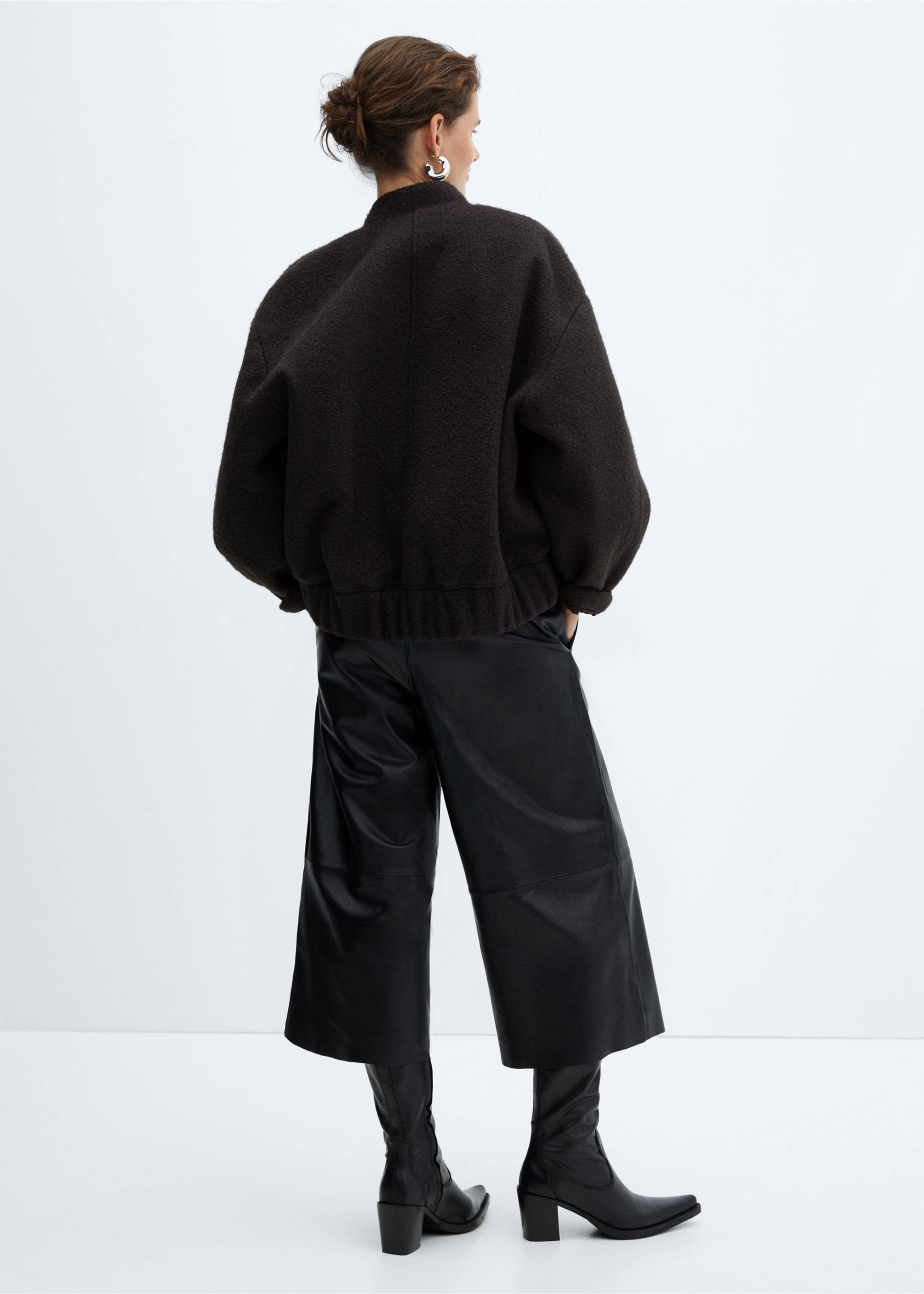 Oversized bomber jacket - Reverse of the article, Grey. Ref: 57065988-00.