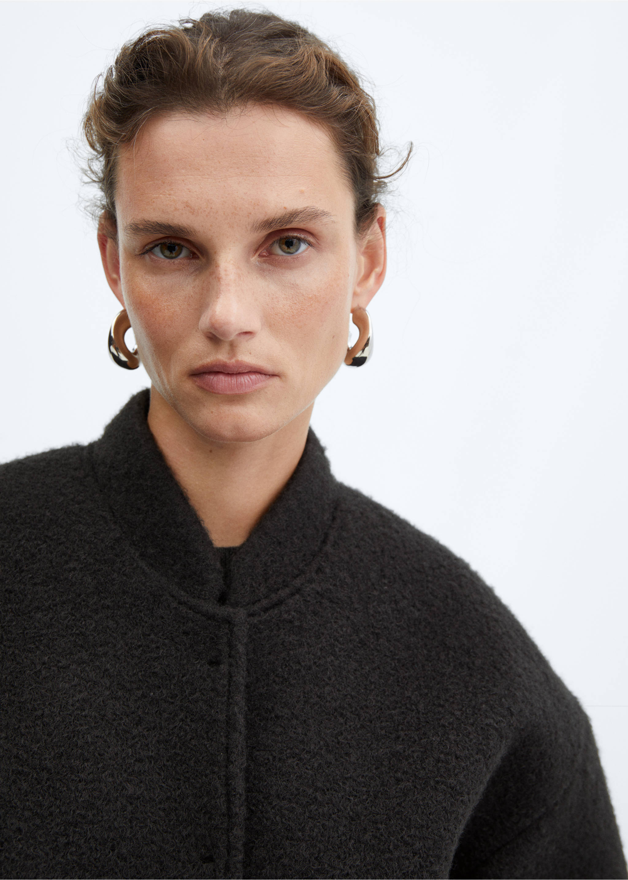 Oversized bomber jacket - Details of the article 1, Grey. Ref: 57065988-00.