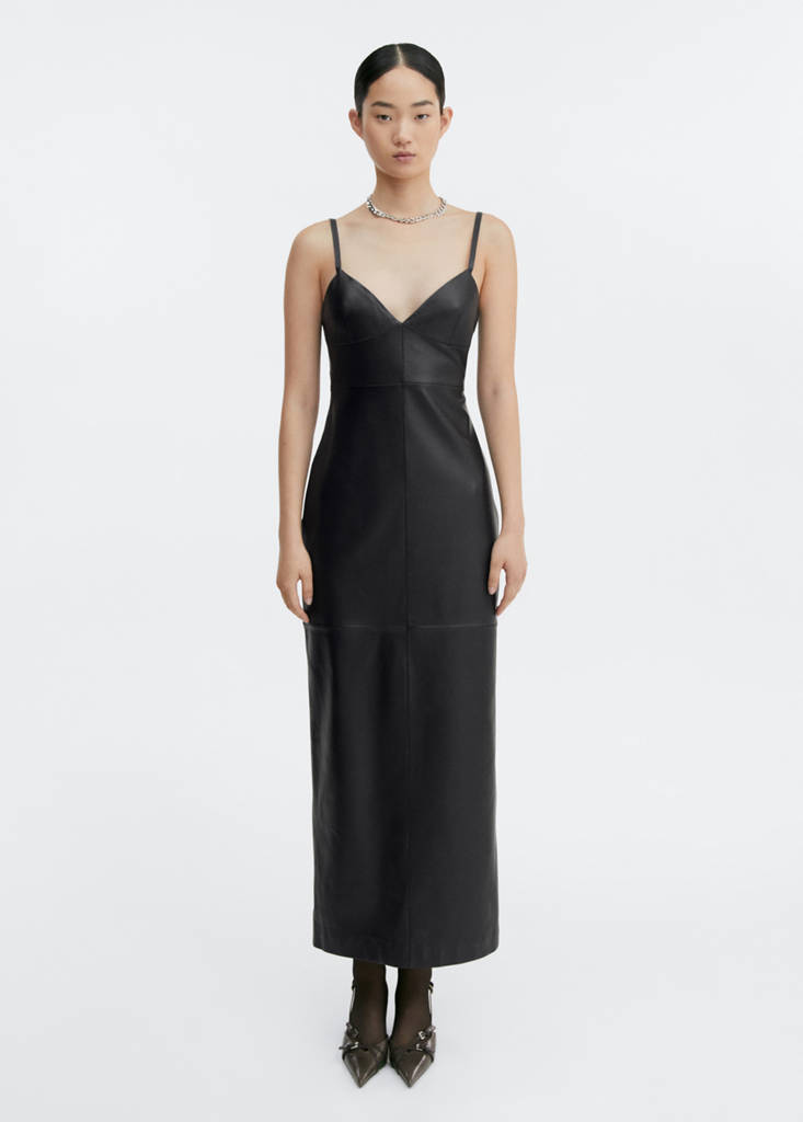 Leather dress with straps — Black