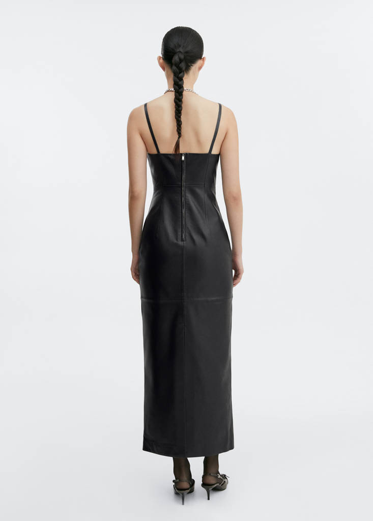 Leather dress with straps — Black