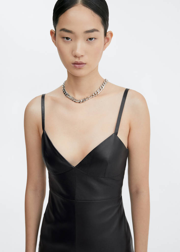 Leather dress with straps — Black