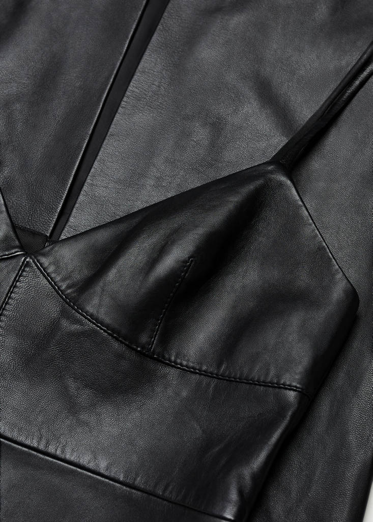 Leather dress with straps — Black