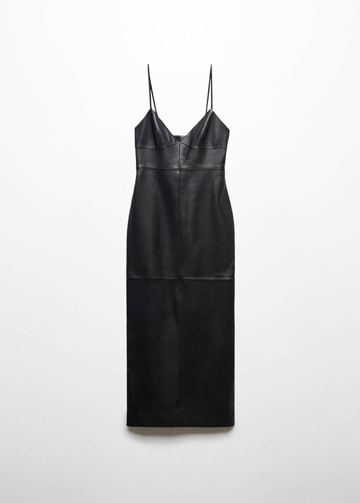 Leather dress with straps — Black