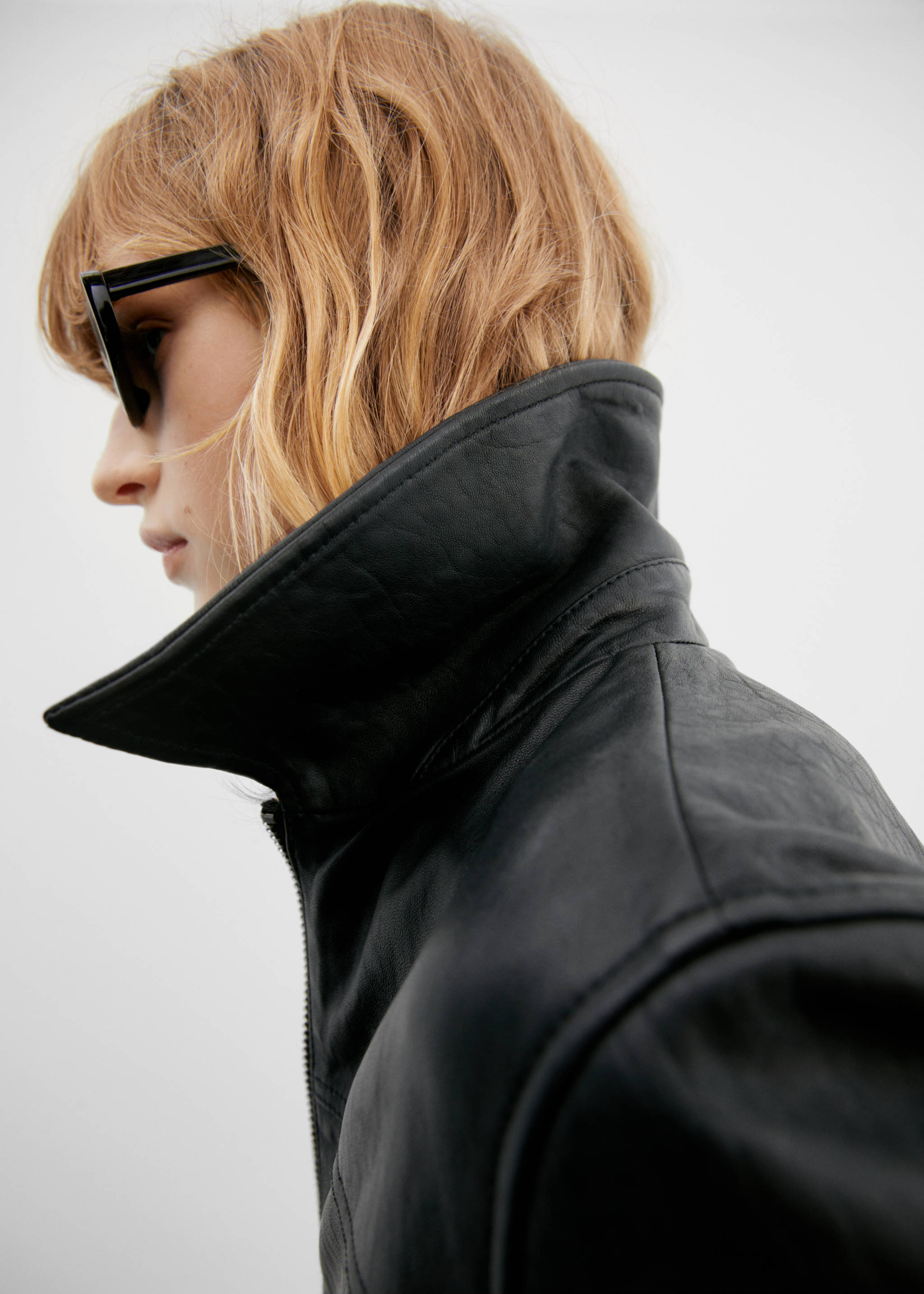 Blouson cuir bas élastiqué - Détail de l'article 1