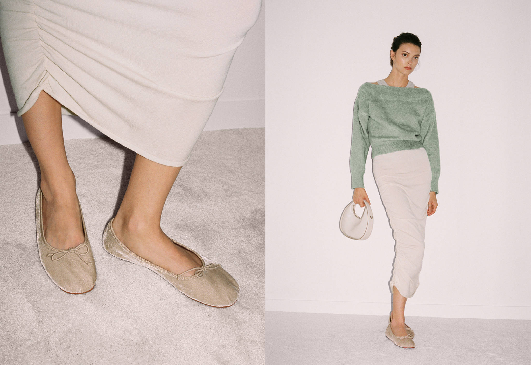 Ballet flats with velvet bow - Panoramic plane