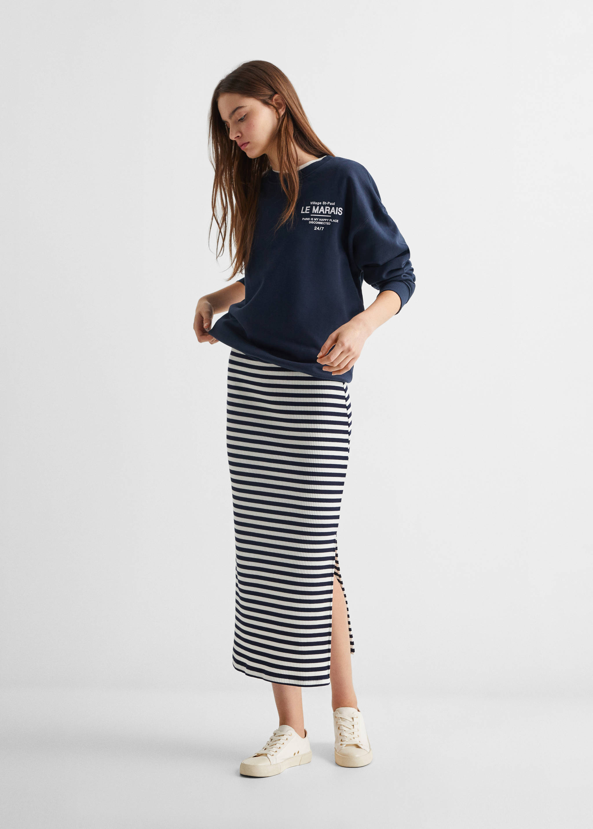 Long striped skirt - General plane